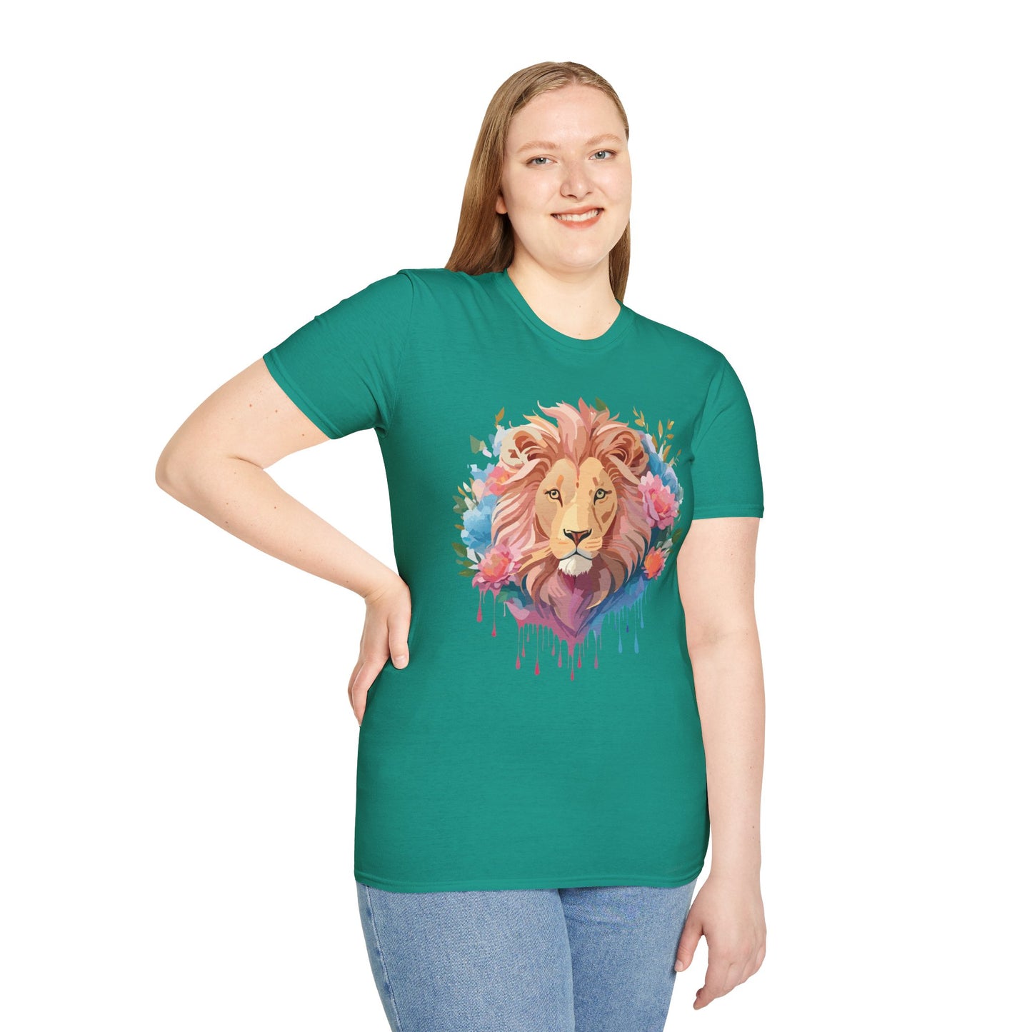 Lion Shirt, Shirt with Lion, Floral Lion Tee, Shirt with Animals