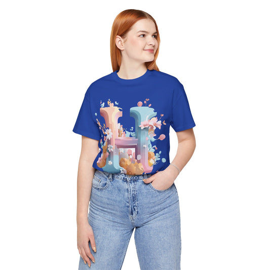 Natural Cotton Tee Shirt - Letters Collection - H Printify
