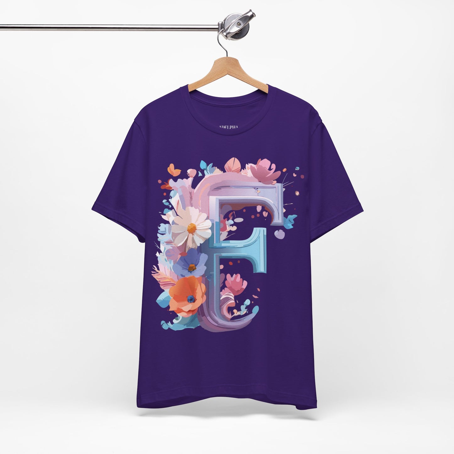Natural Cotton Tee Shirt - Letters Collection - F Printify
