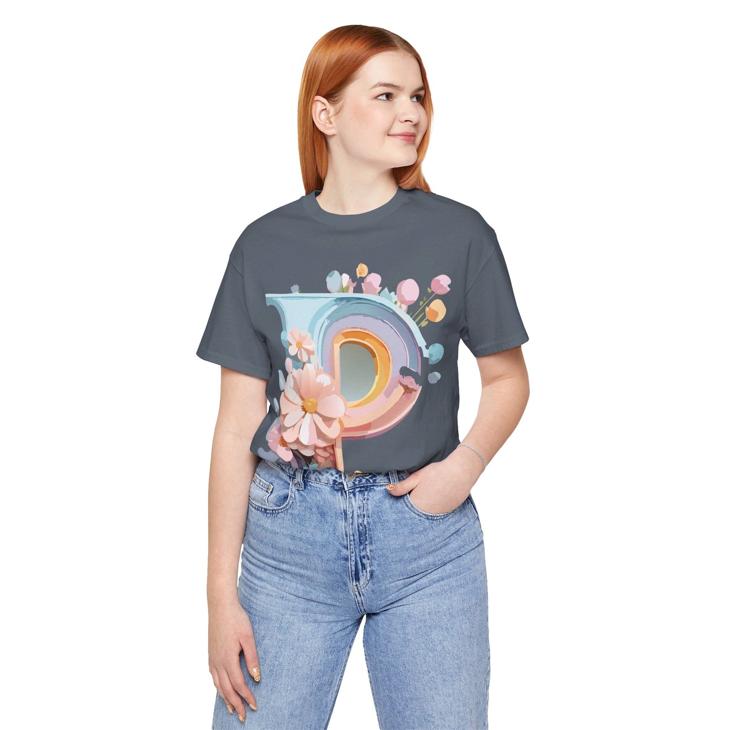Natural Cotton Tee Shirt - Letters Collection - P Printify