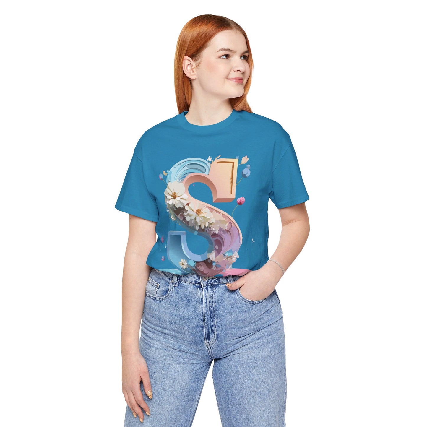 Natural Cotton Tee Shirt - Letters Collection - S Printify