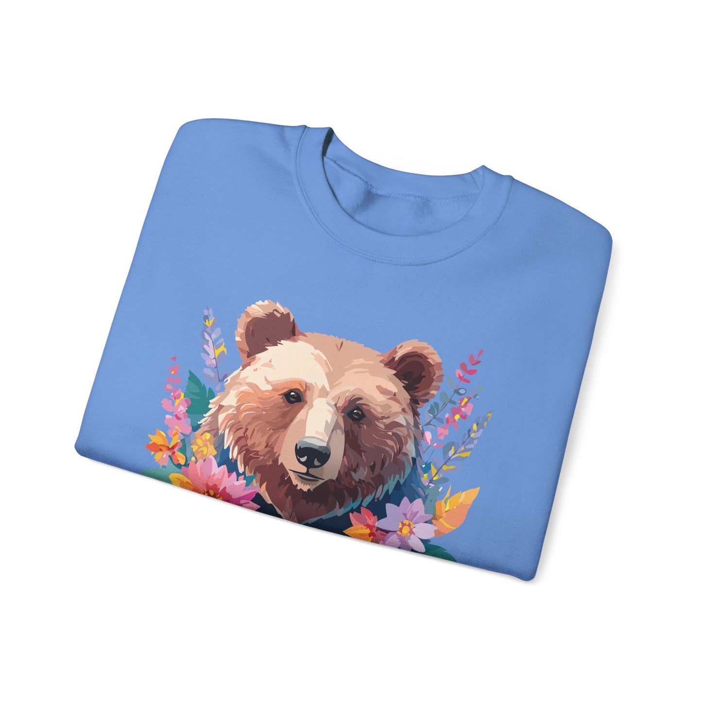 Unisex Floral Bear Sweatshirt, Animals Sweatshirt, Floral Sweatshirt, Art Design Sweatshirt