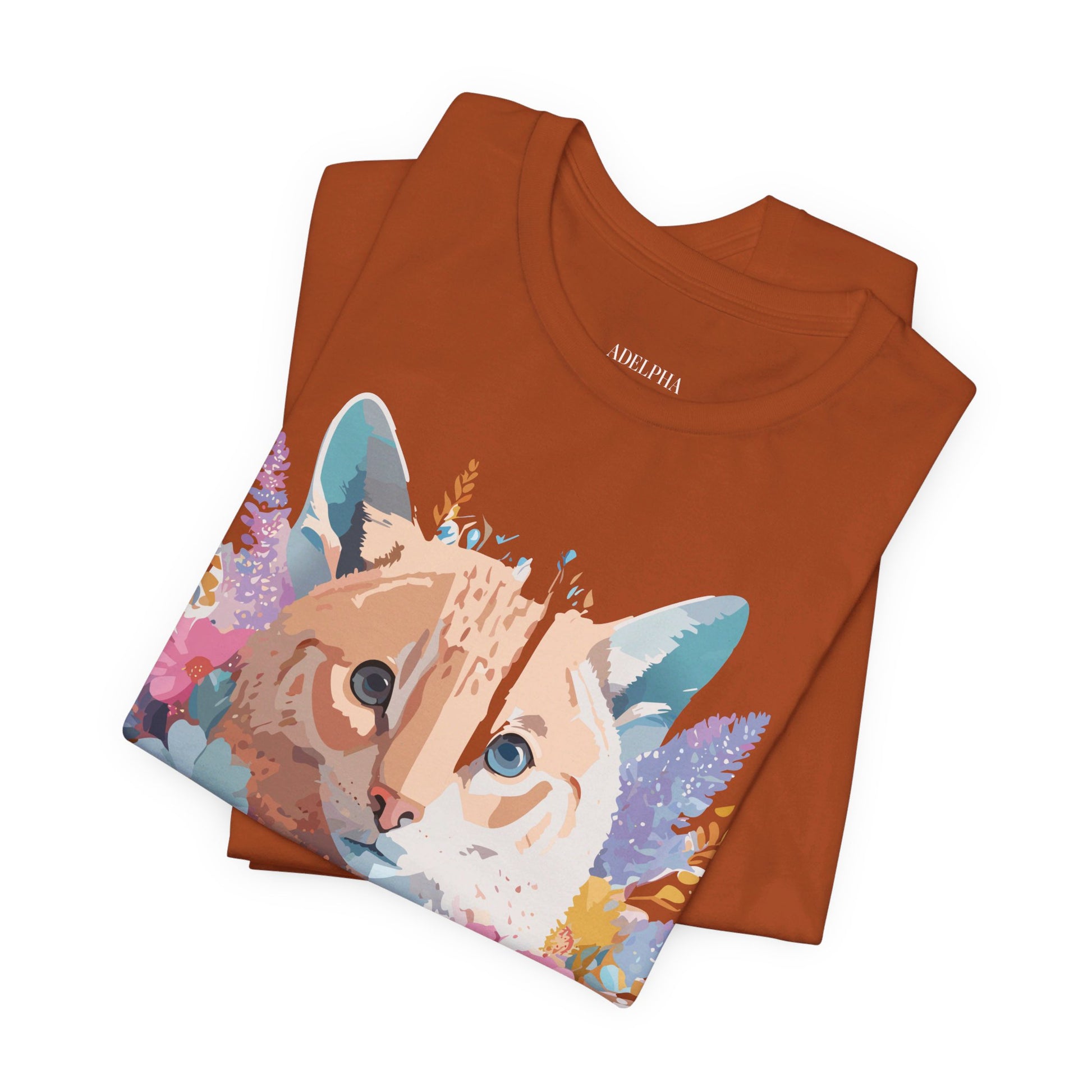Natural Cotton Tee Shirt with Cat Printify