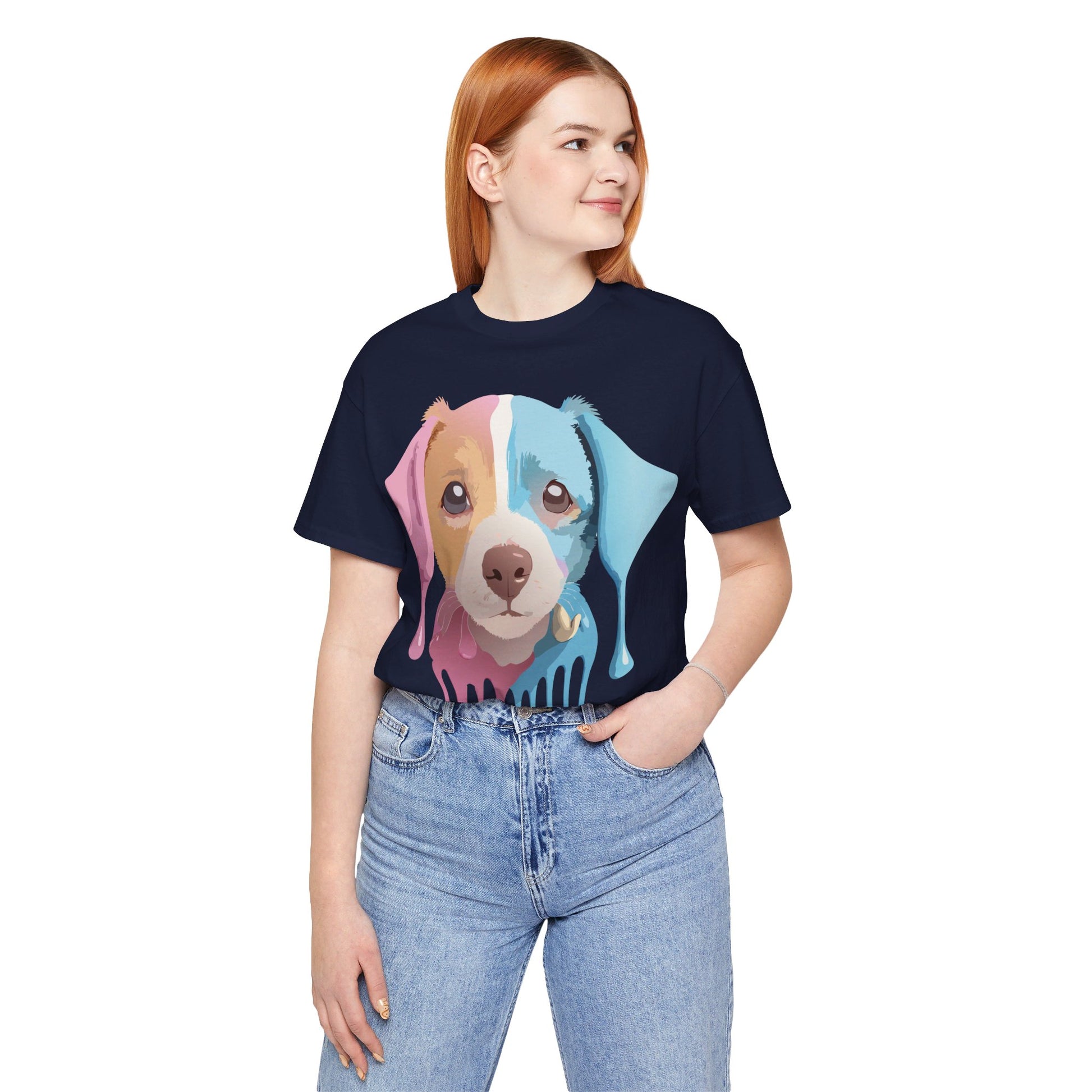 Natural Cotton Tee Shirt with Dog Printify