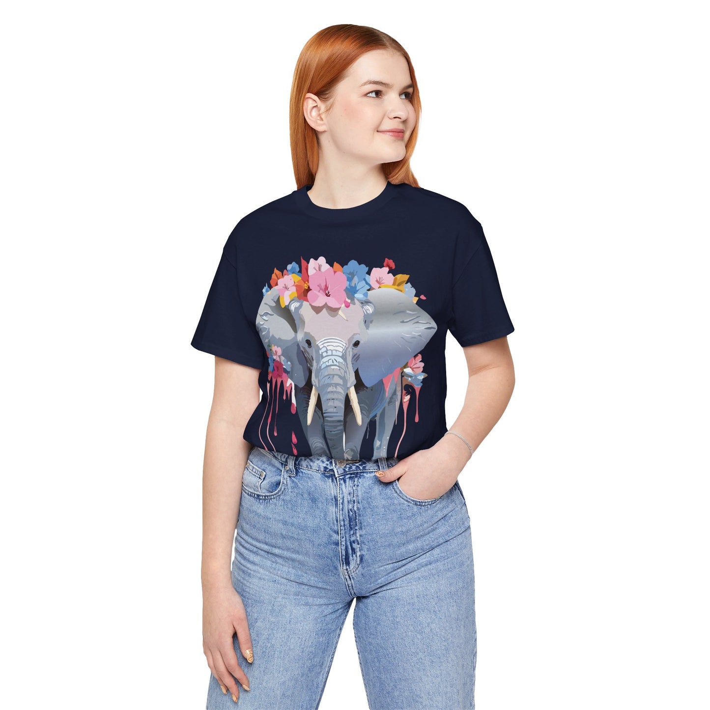 Natural Cotton Tee Shirt with Elephant Printify