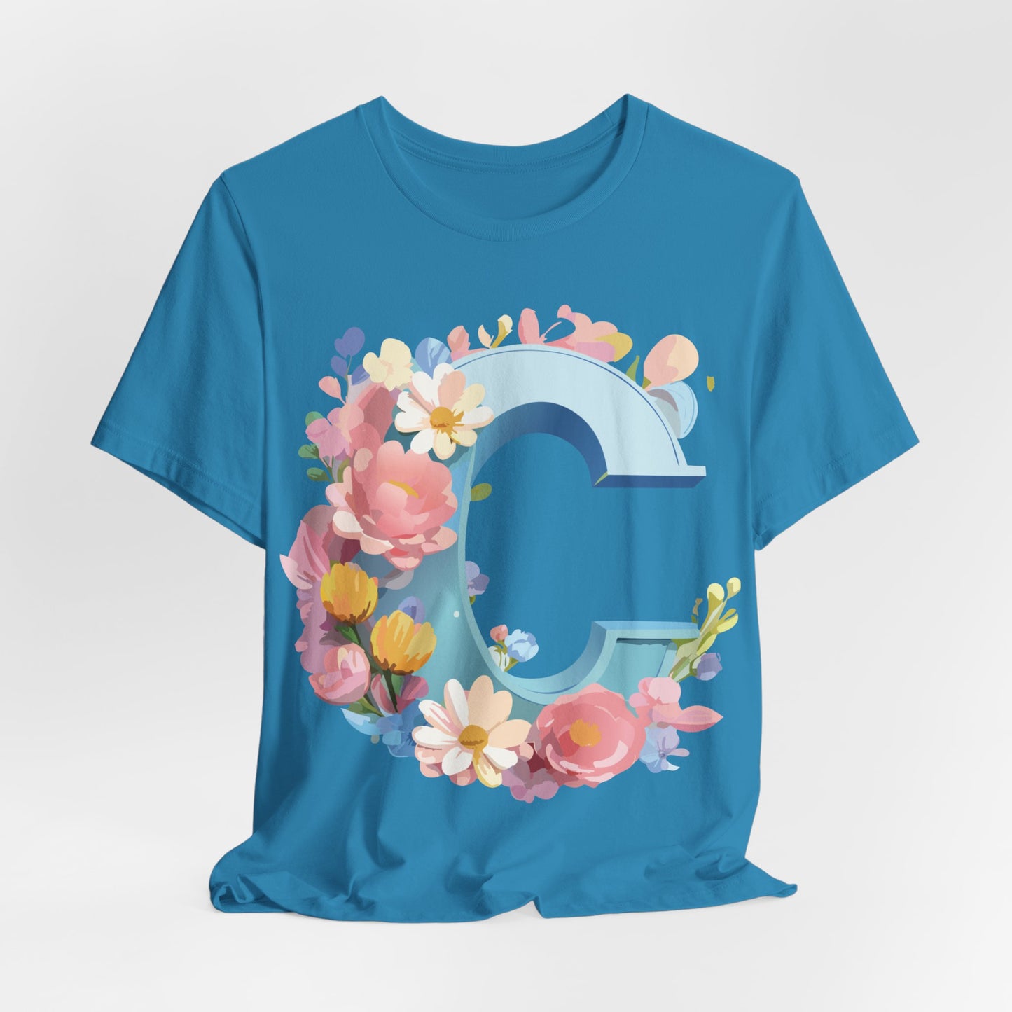 Natural Cotton Tee Shirt - Letters Collection - C Printify