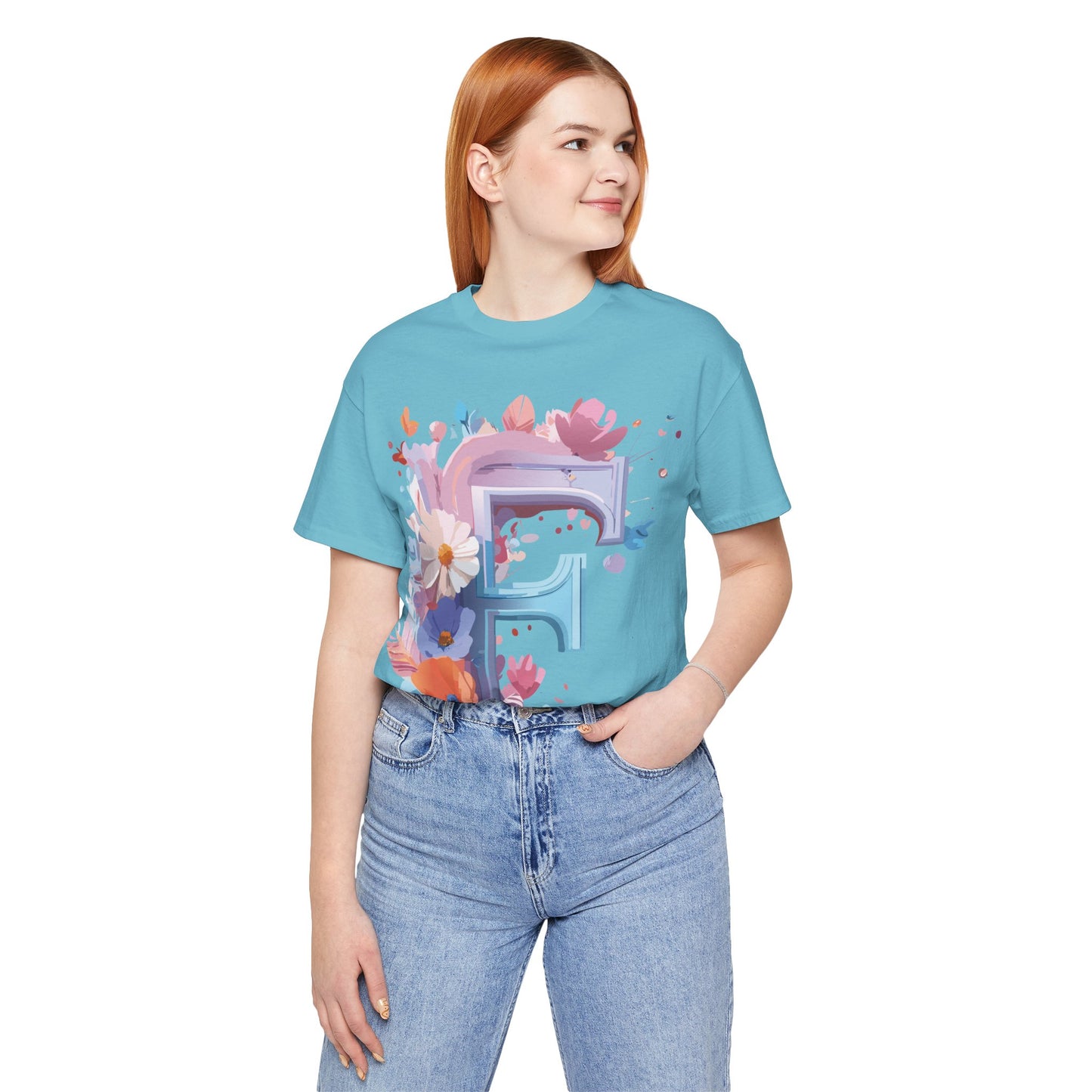 Natural Cotton Tee Shirt - Letters Collection - F Printify