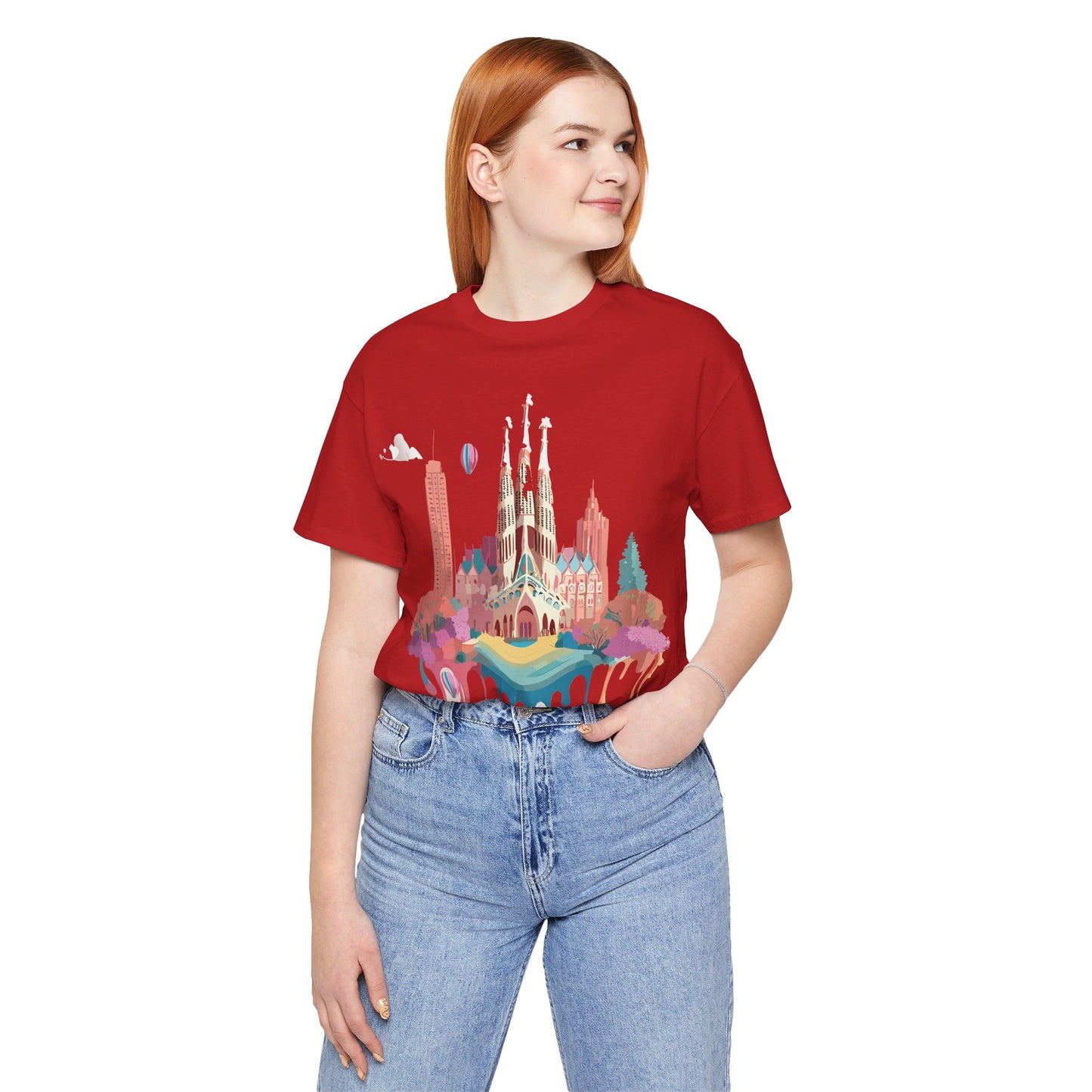 Natural Cotton Tee Shirt - Beautiful Places Collection - Barcelona Printify