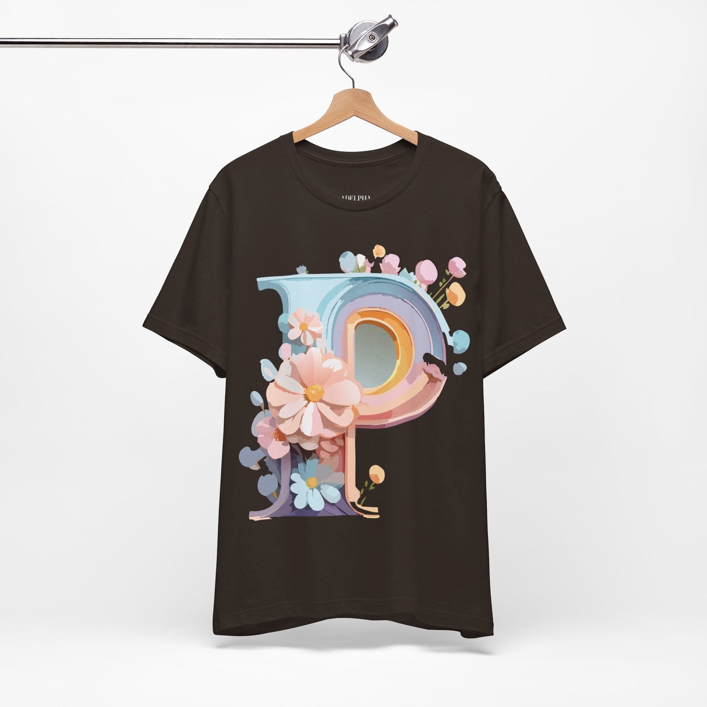 Natural Cotton Tee Shirt - Letters Collection - P Printify