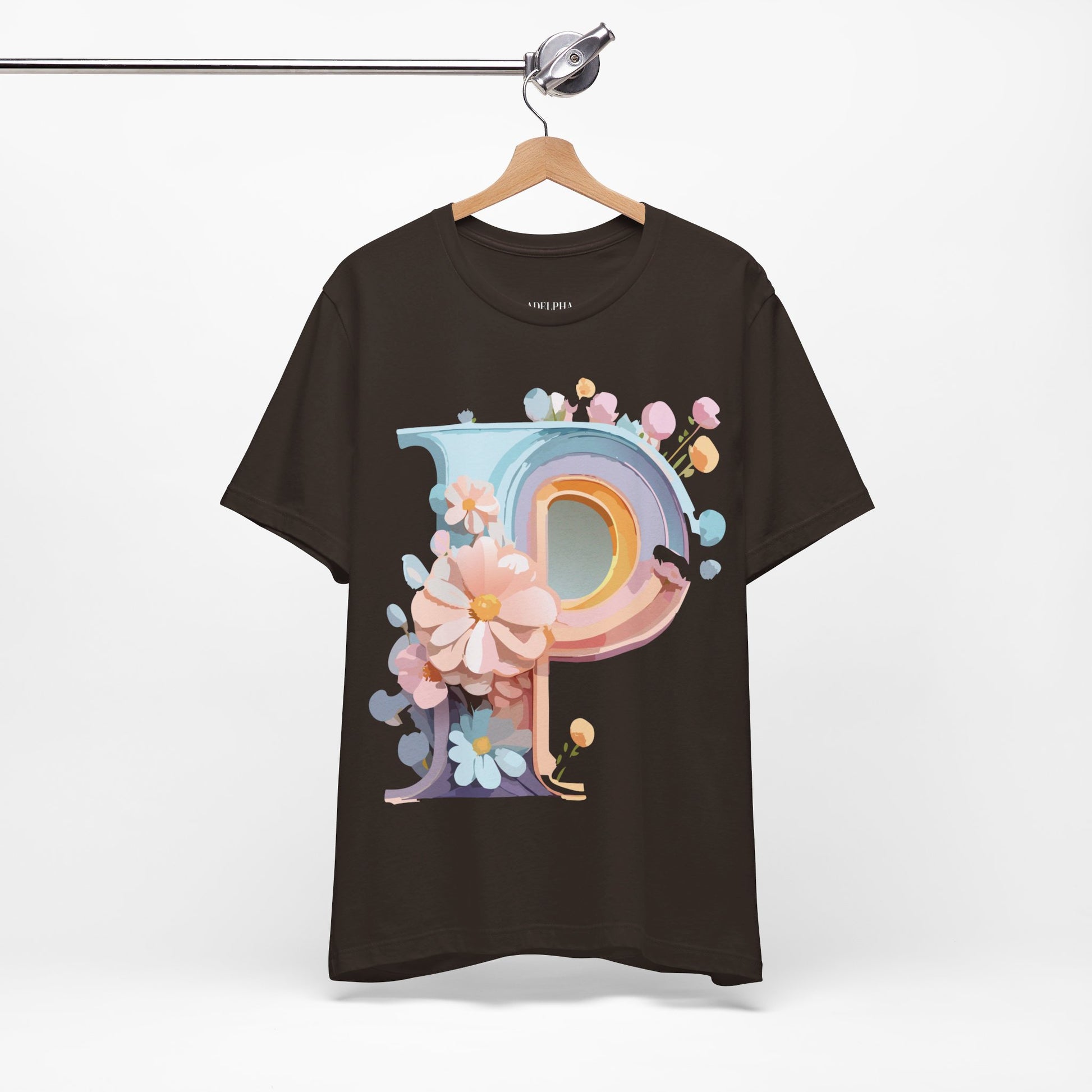 Natural Cotton Tee Shirt - Letters Collection - P Printify