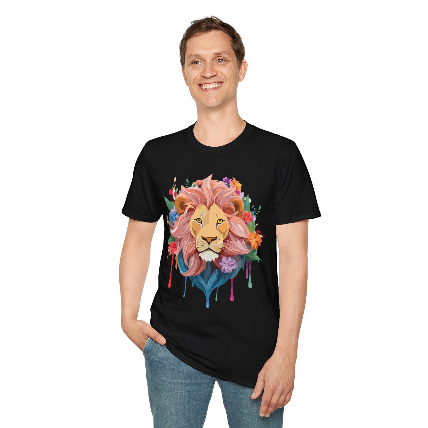 Lion Shirt, Shirt with Lion, Floral Lion Tee, Shirt with Animals