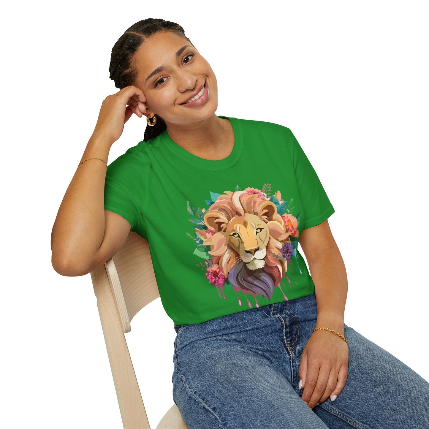 Lion Shirt, Shirt with Lion, Floral Lion Tee, Shirt with Animals