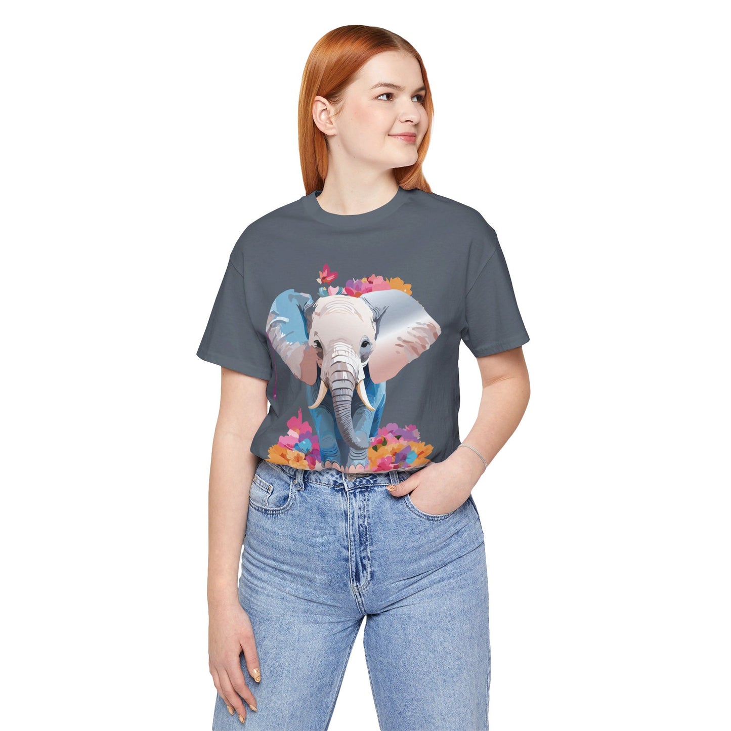 Natural Cotton Tee Shirt with Elephant Printify