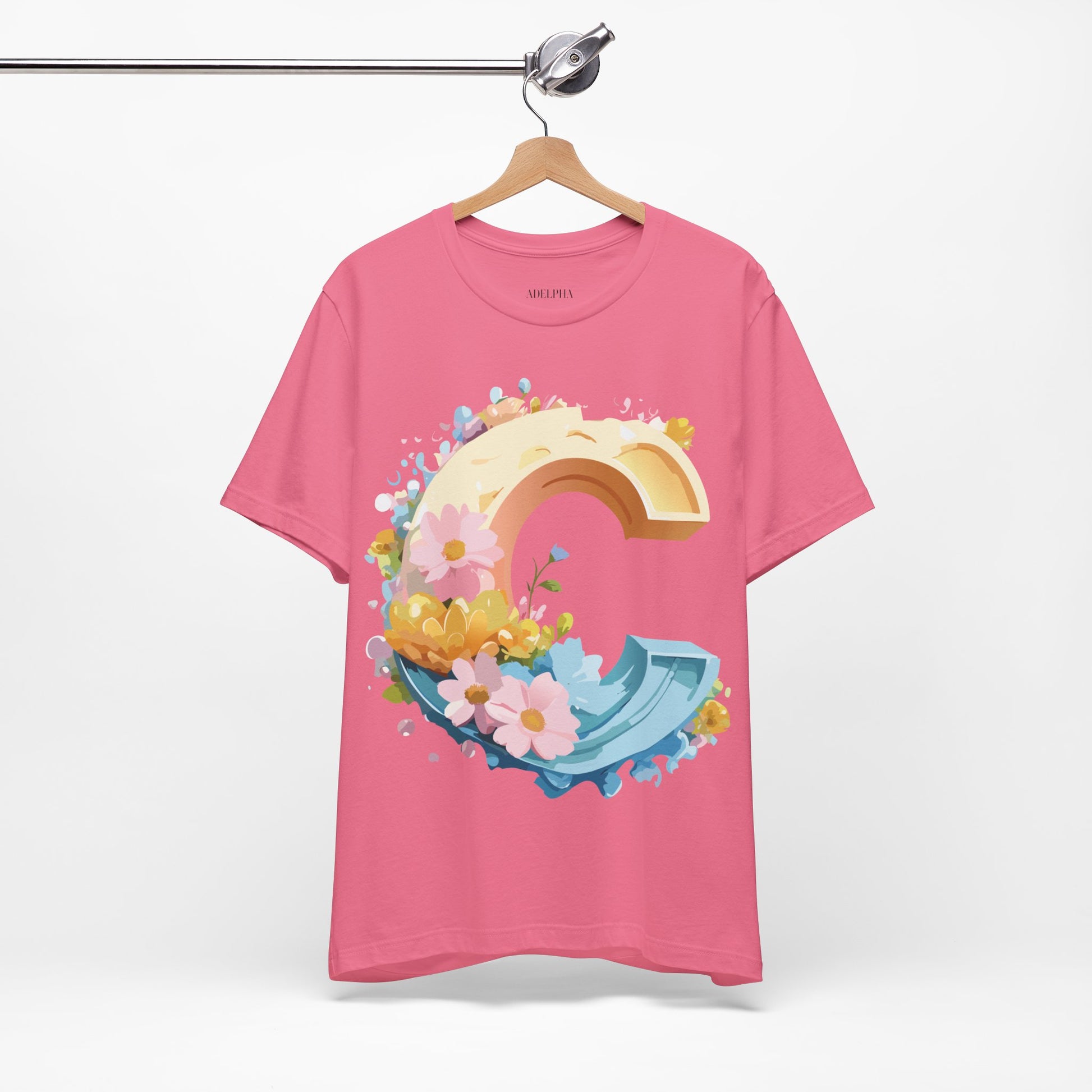 Natural Cotton Tee Shirt - Letters Collection - C Printify