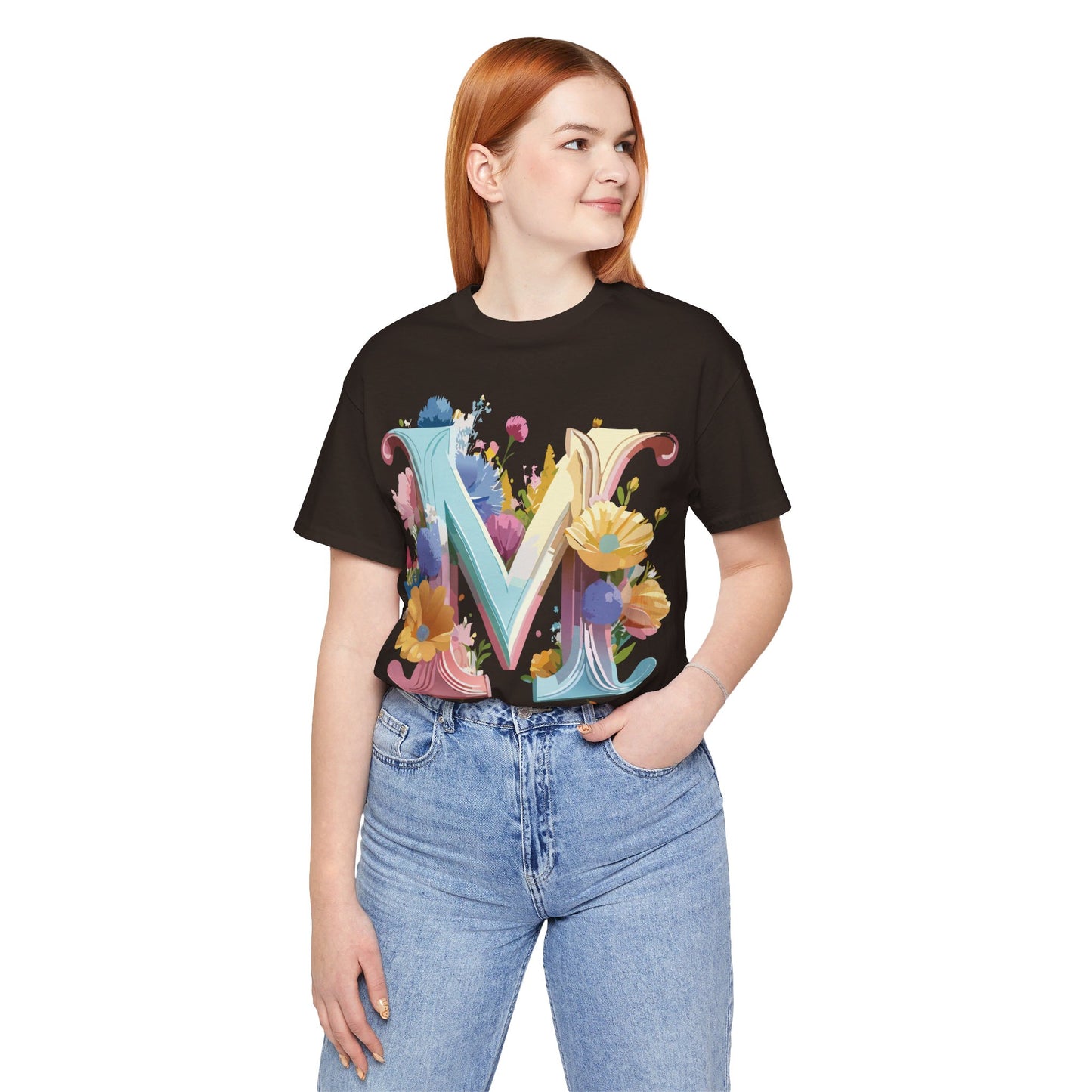 Natural Cotton Tee Shirt - Letters Collection - M Printify