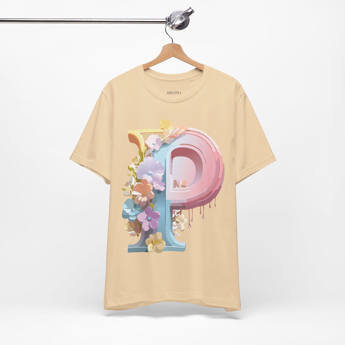 Natural Cotton Tee Shirt - Letters Collection - P Printify