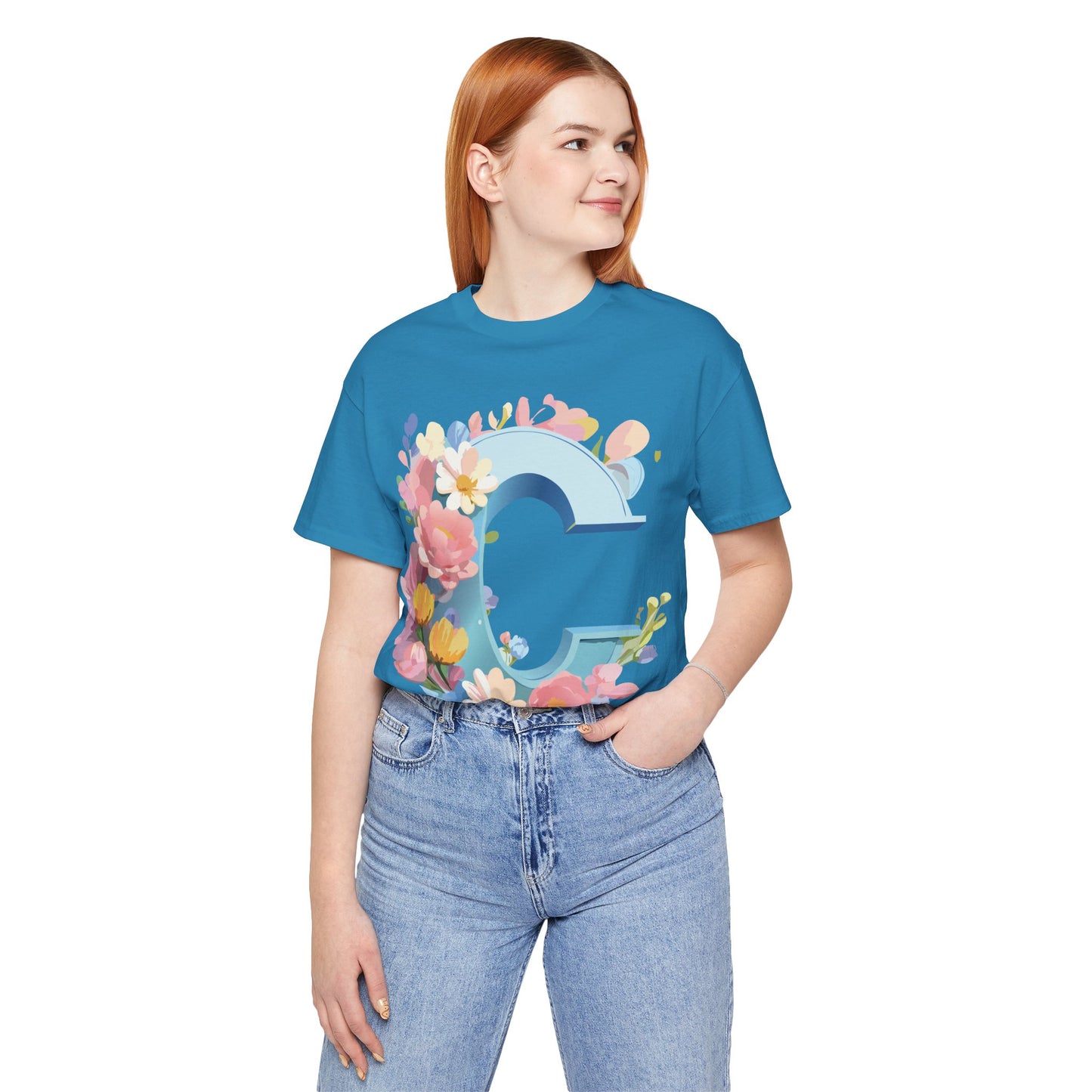 Natural Cotton Tee Shirt - Letters Collection - C Printify