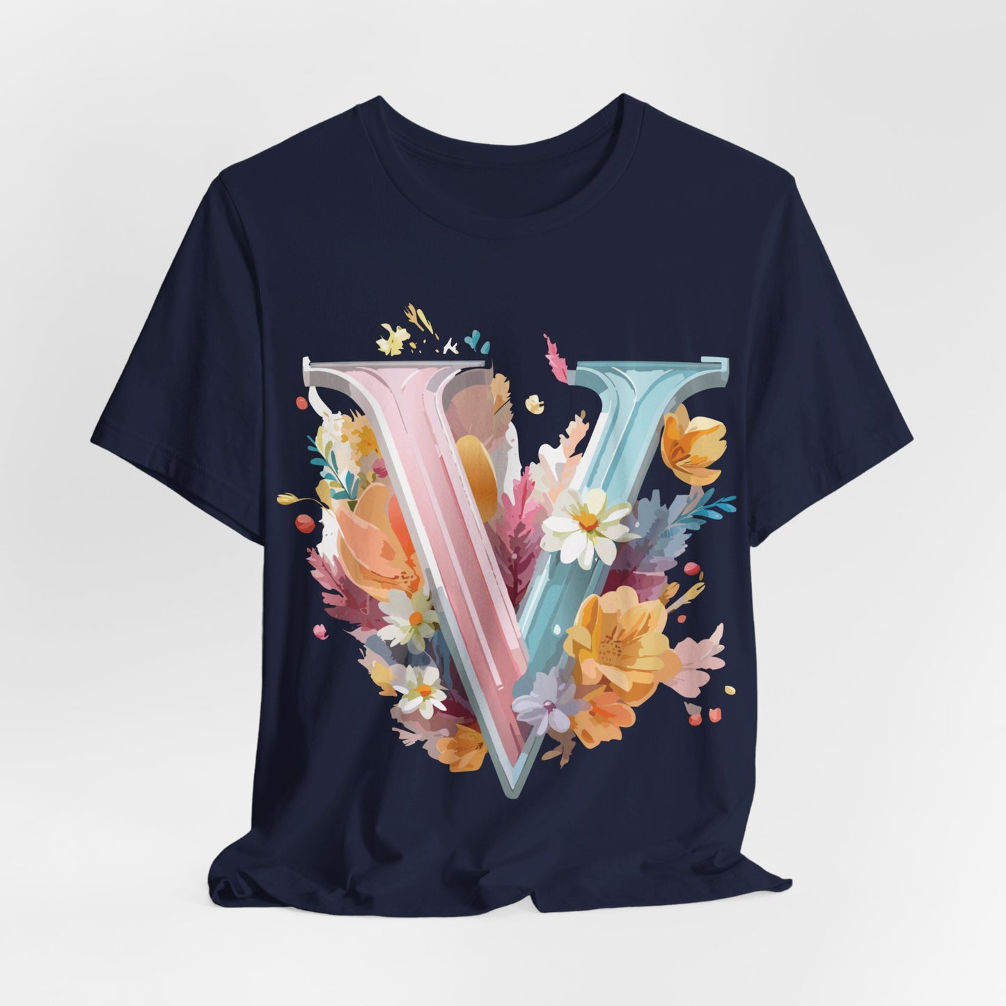 Natural Cotton Tee Shirt - Letters Collection - V Printify