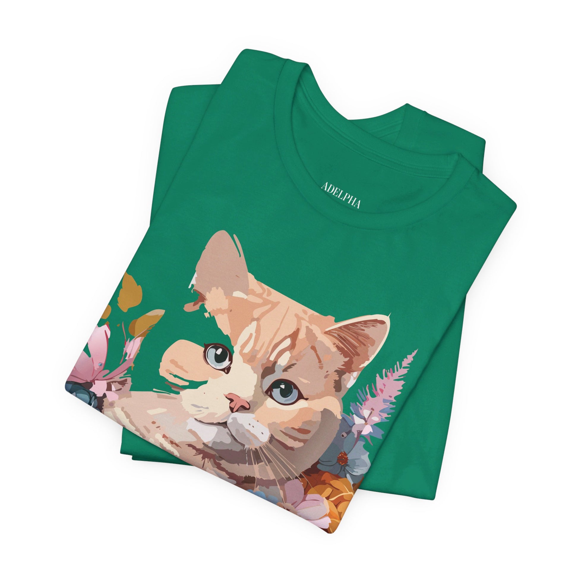 Natural Cotton Tee Shirt with Cat Printify