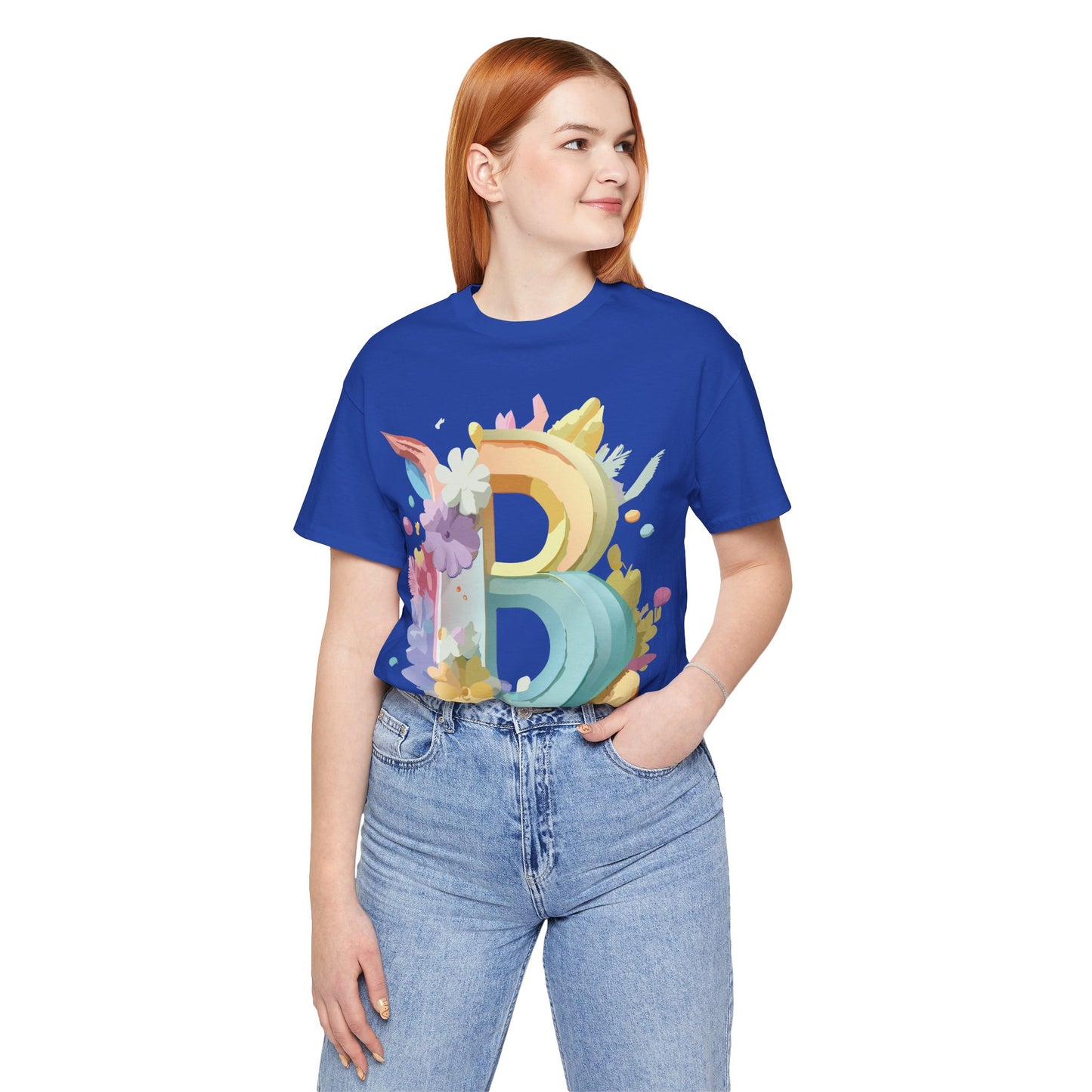 Natural Cotton Tee Shirt - Letters Collection - B Printify