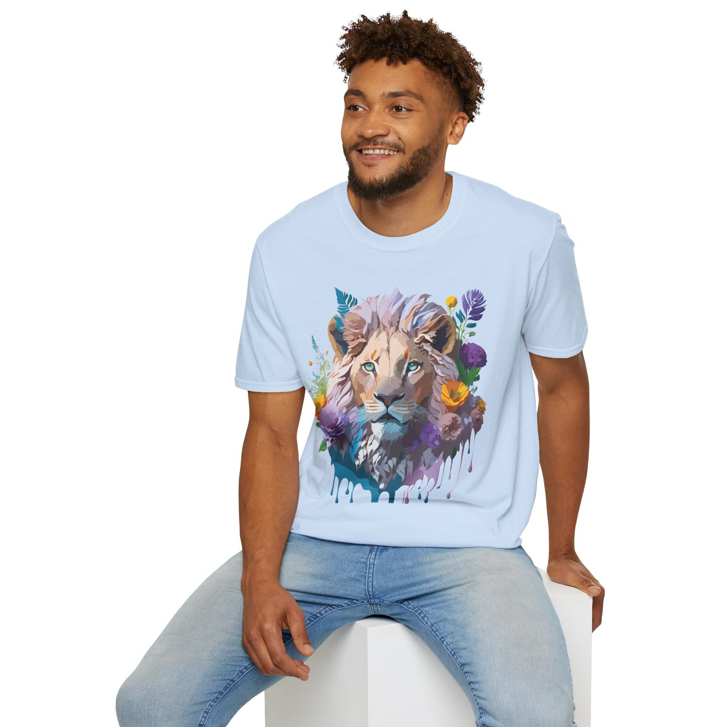 Lion Shirt, Shirt with Lion, Floral Lion Tee, Shirt with Animals