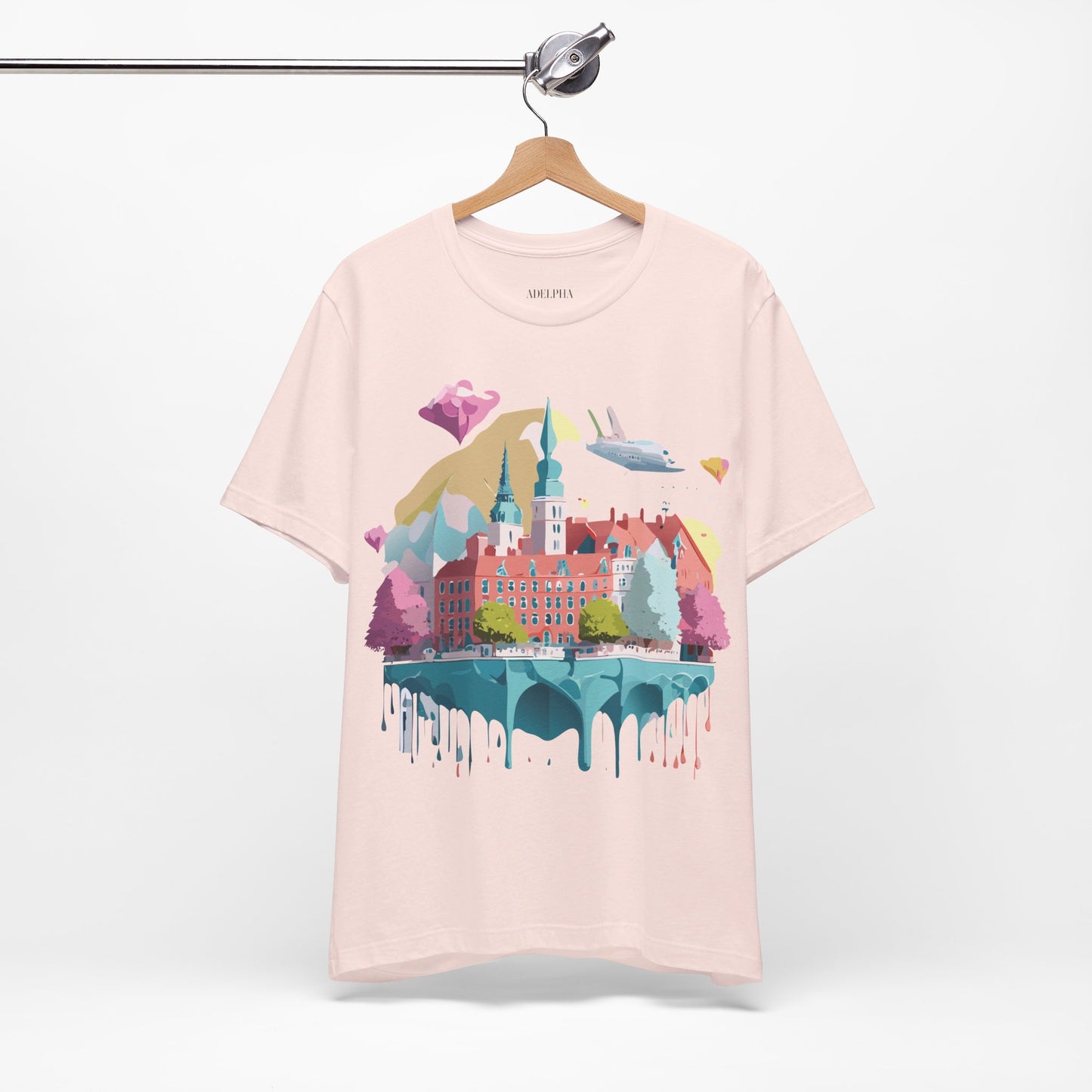 Natural Cotton Tee Shirt - Beautiful Places Collection - Warnemünde and Rostock - Germany Printify