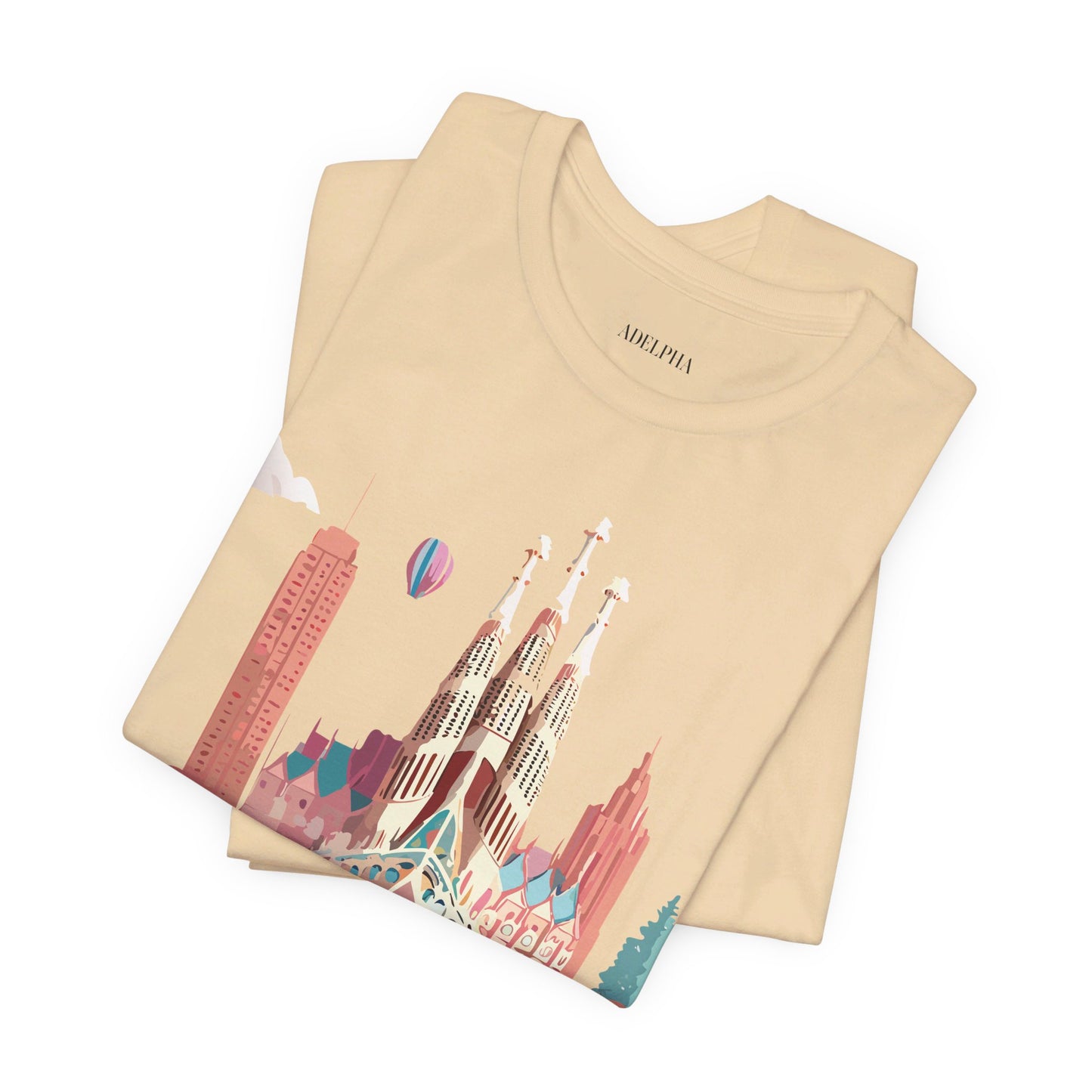 Natural Cotton Tee Shirt - Beautiful Places Collection - Barcelona Printify