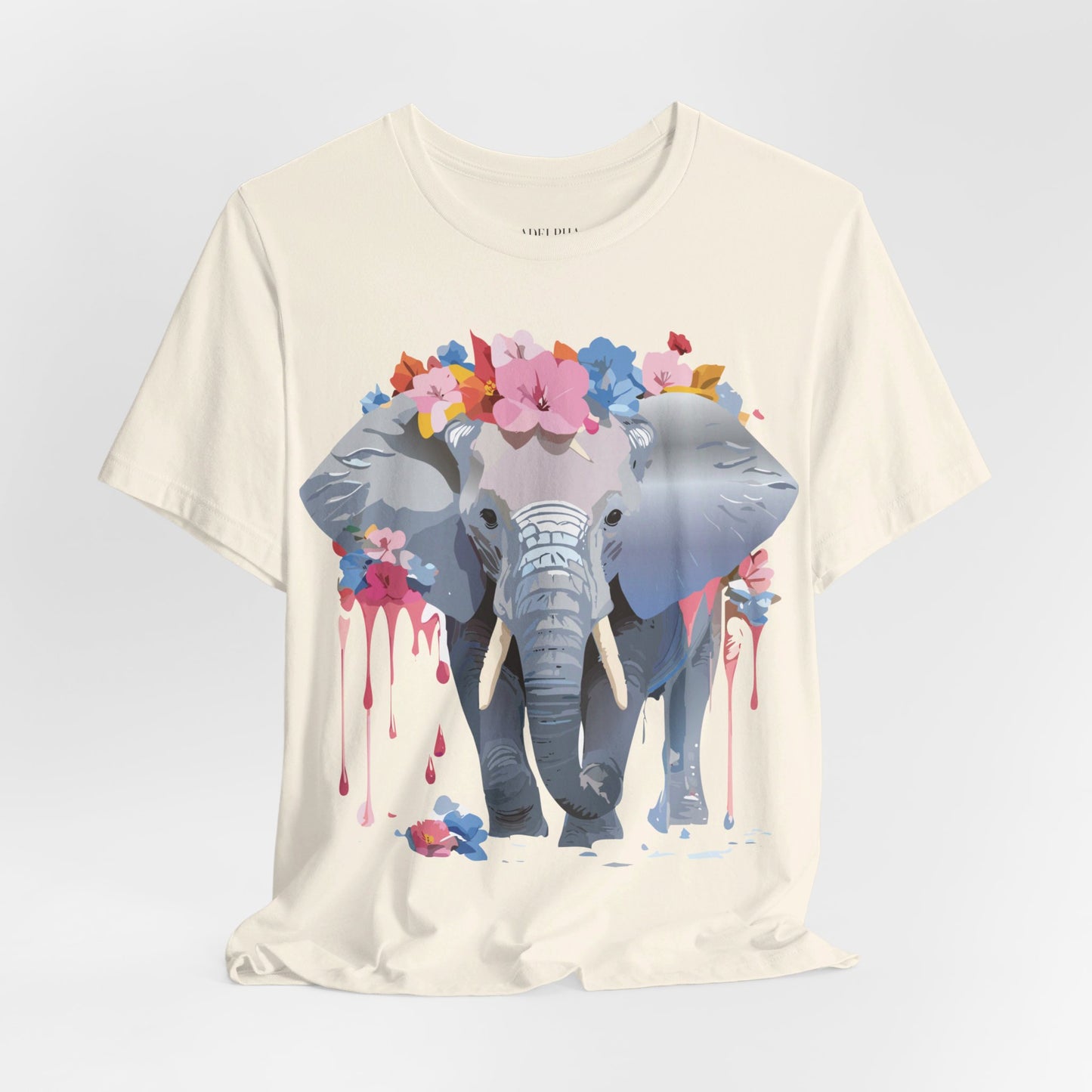 Natural Cotton Tee Shirt with Elephant Printify