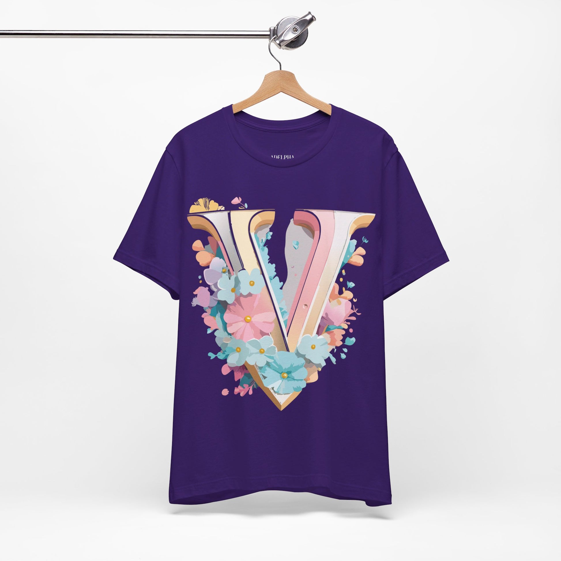 Natural Cotton Tee Shirt - Letters Collection - V Printify