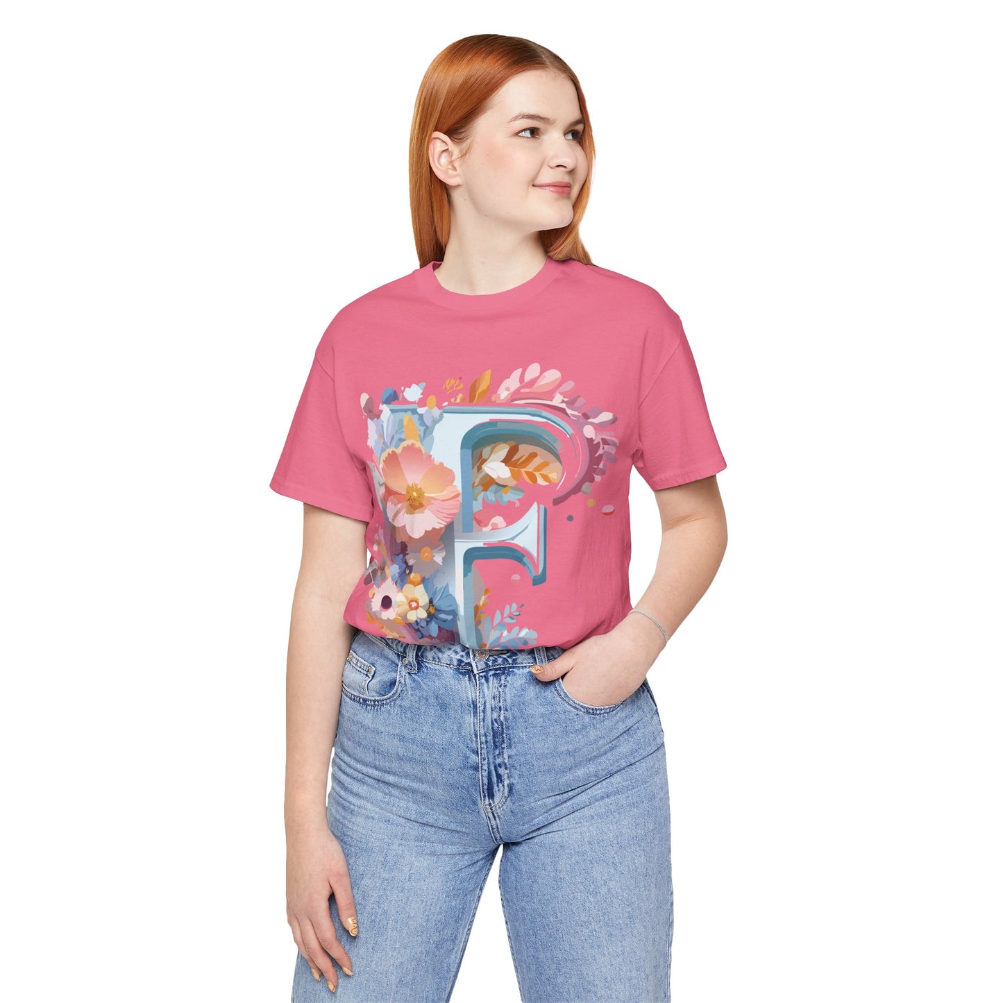 Natural Cotton Tee Shirt - Letters Collection - F Printify