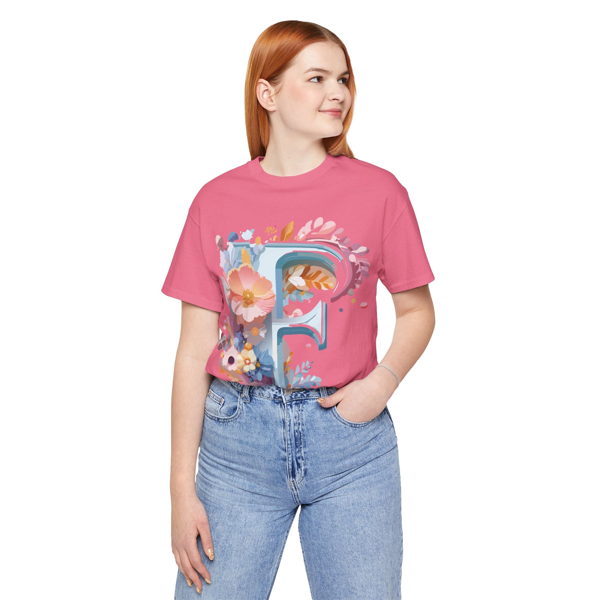 Natural Cotton Tee Shirt - Letters Collection - F Printify