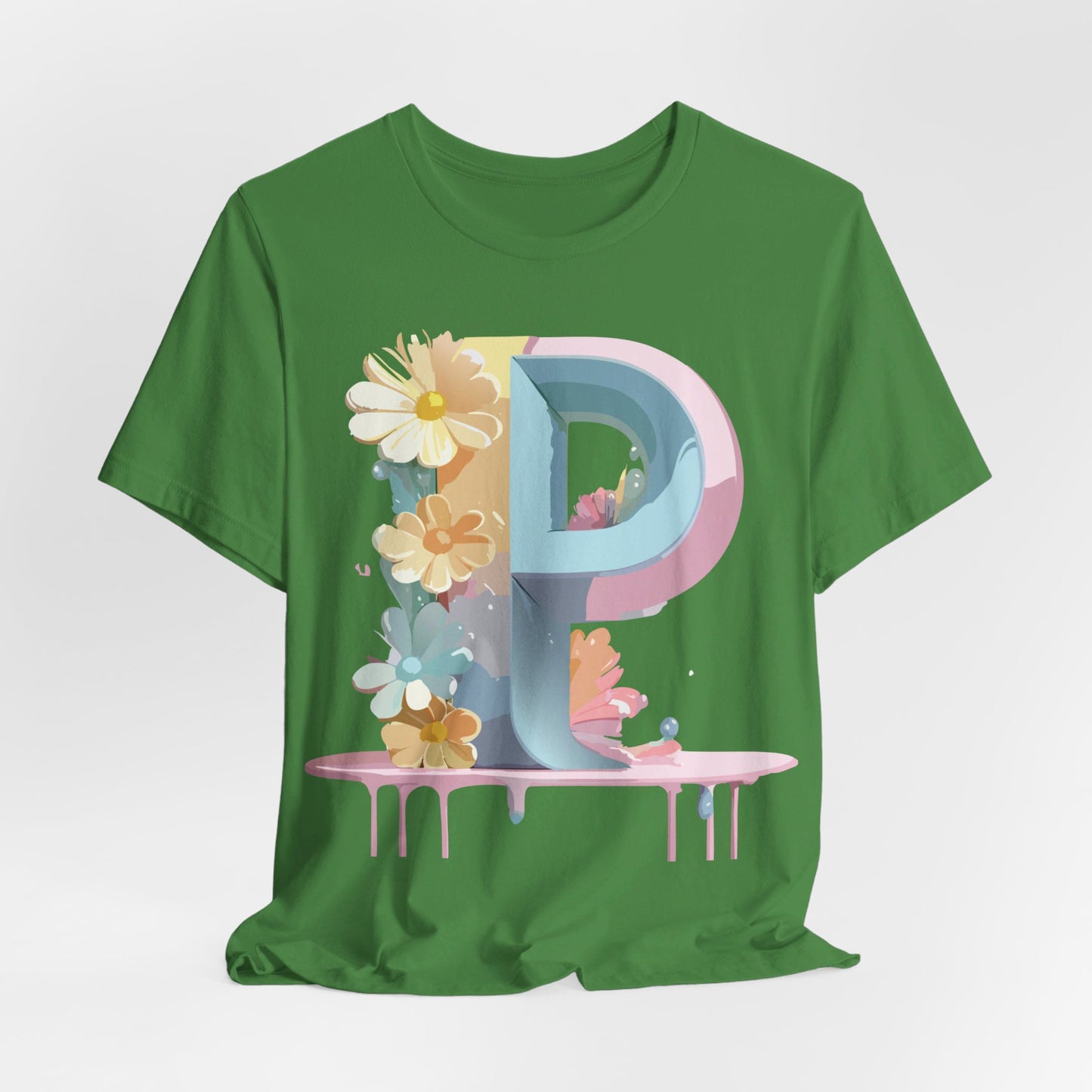 Natural Cotton Tee Shirt - Letters Collection - P Printify