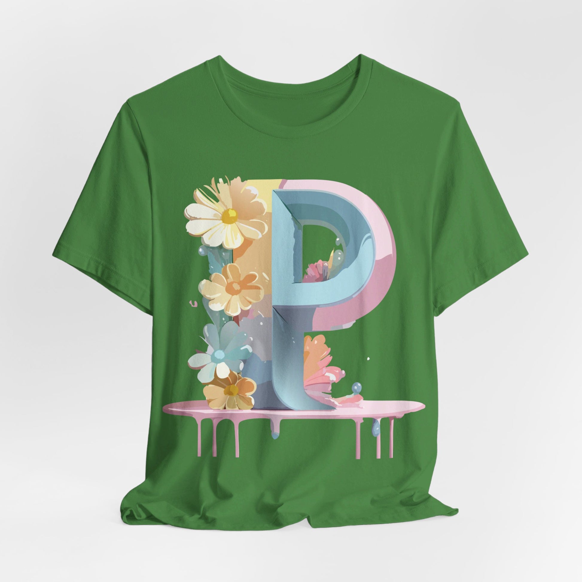 Natural Cotton Tee Shirt - Letters Collection - P Printify