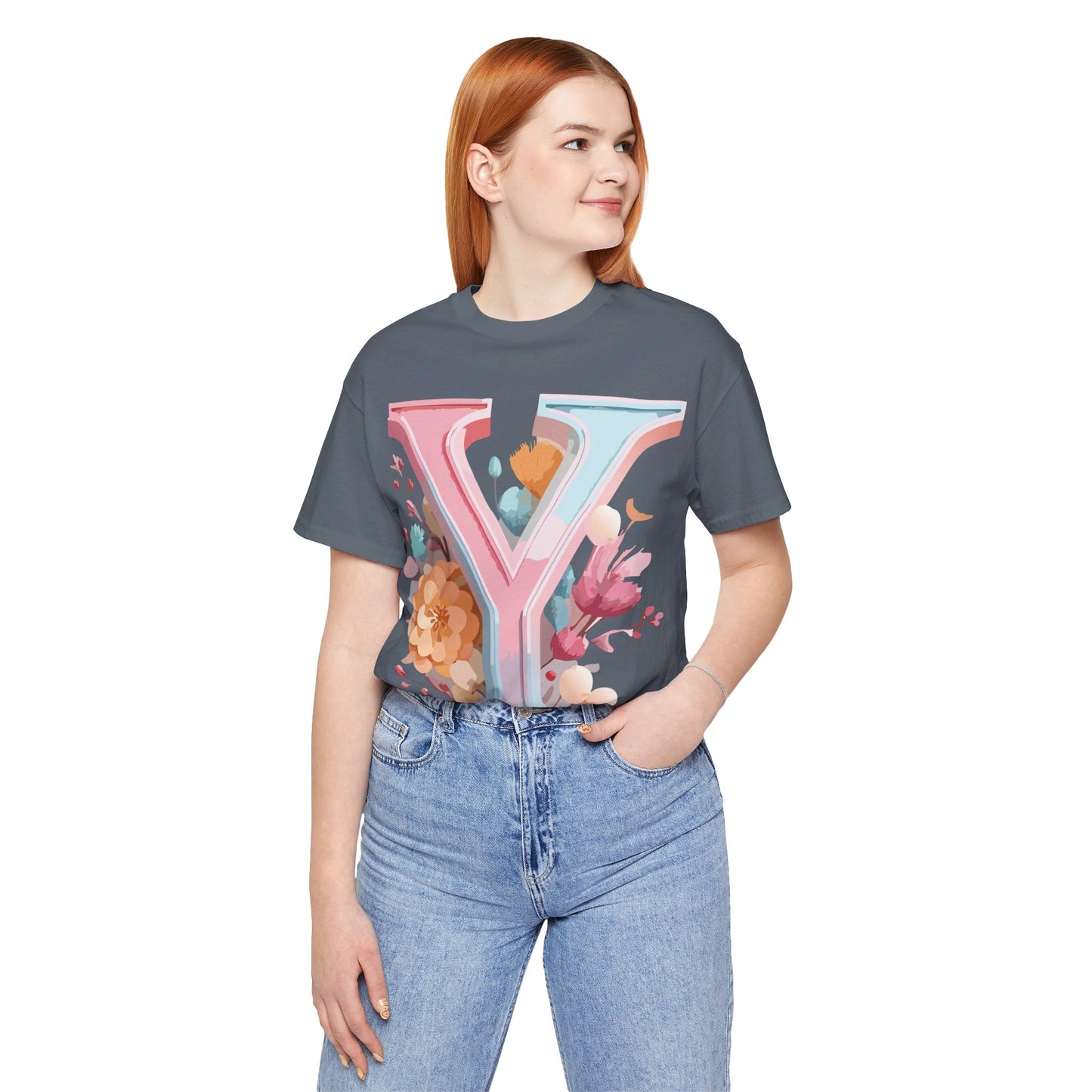 Natural Cotton Tee Shirt - Letters Collection - Y Printify