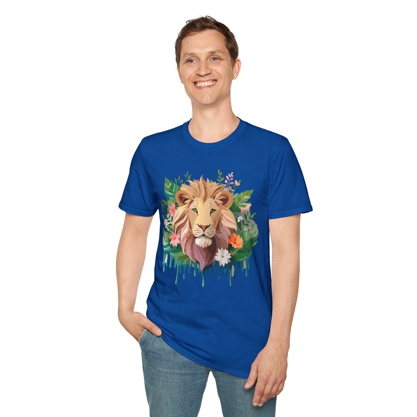Lion Shirt, Shirt with Lion, Floral Lion Tee, Shirt with Animals