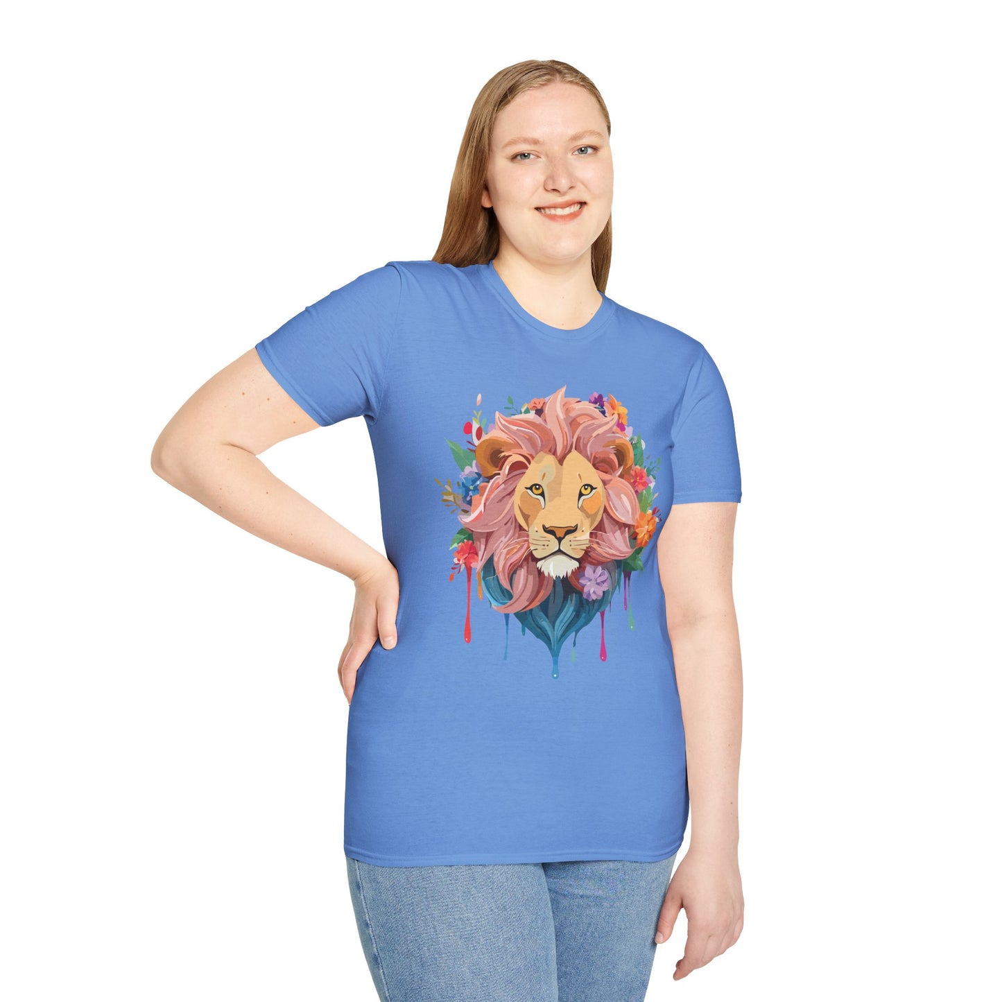 Lion Shirt, Shirt with Lion, Floral Lion Tee, Shirt with Animals