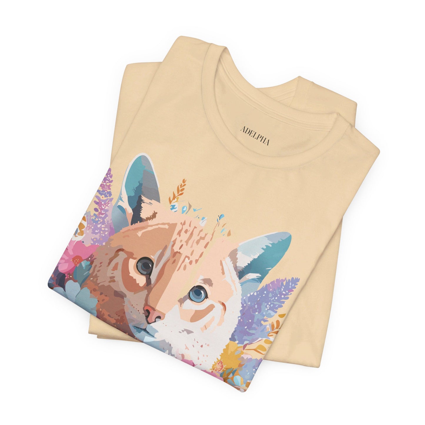 Natural Cotton Tee Shirt with Cat Printify