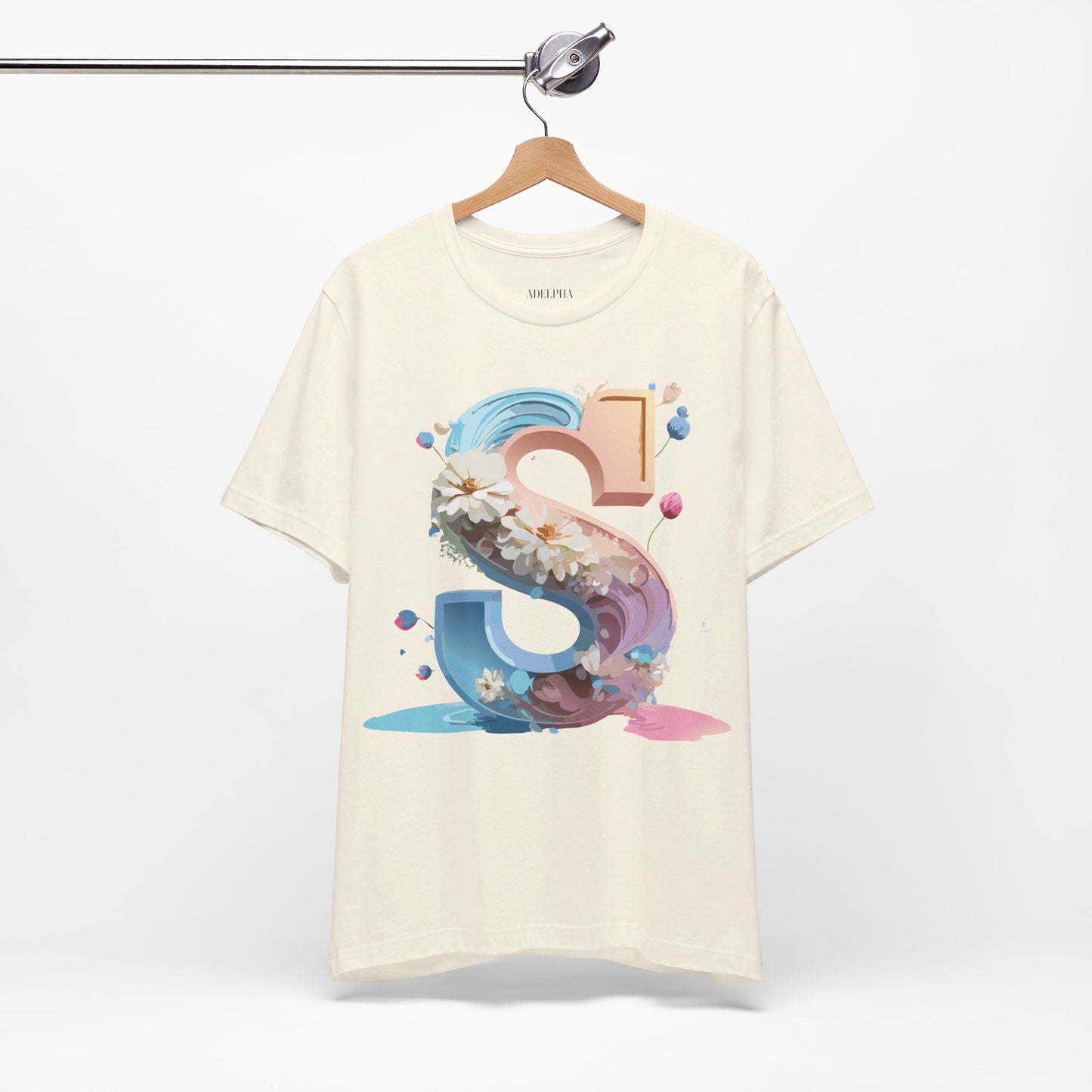 Natural Cotton Tee Shirt - Letters Collection - S Printify