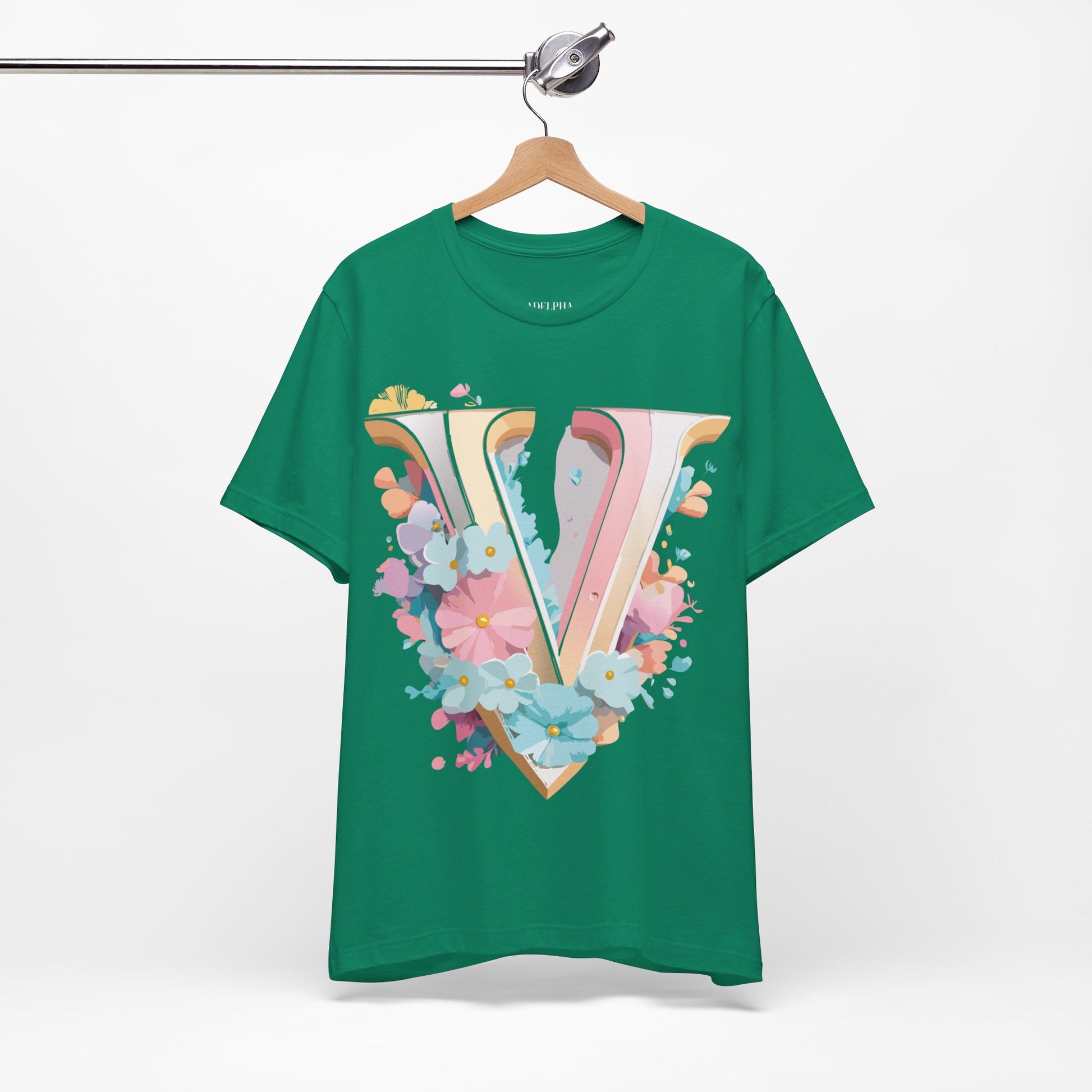 Natural Cotton Tee Shirt - Letters Collection - V Printify