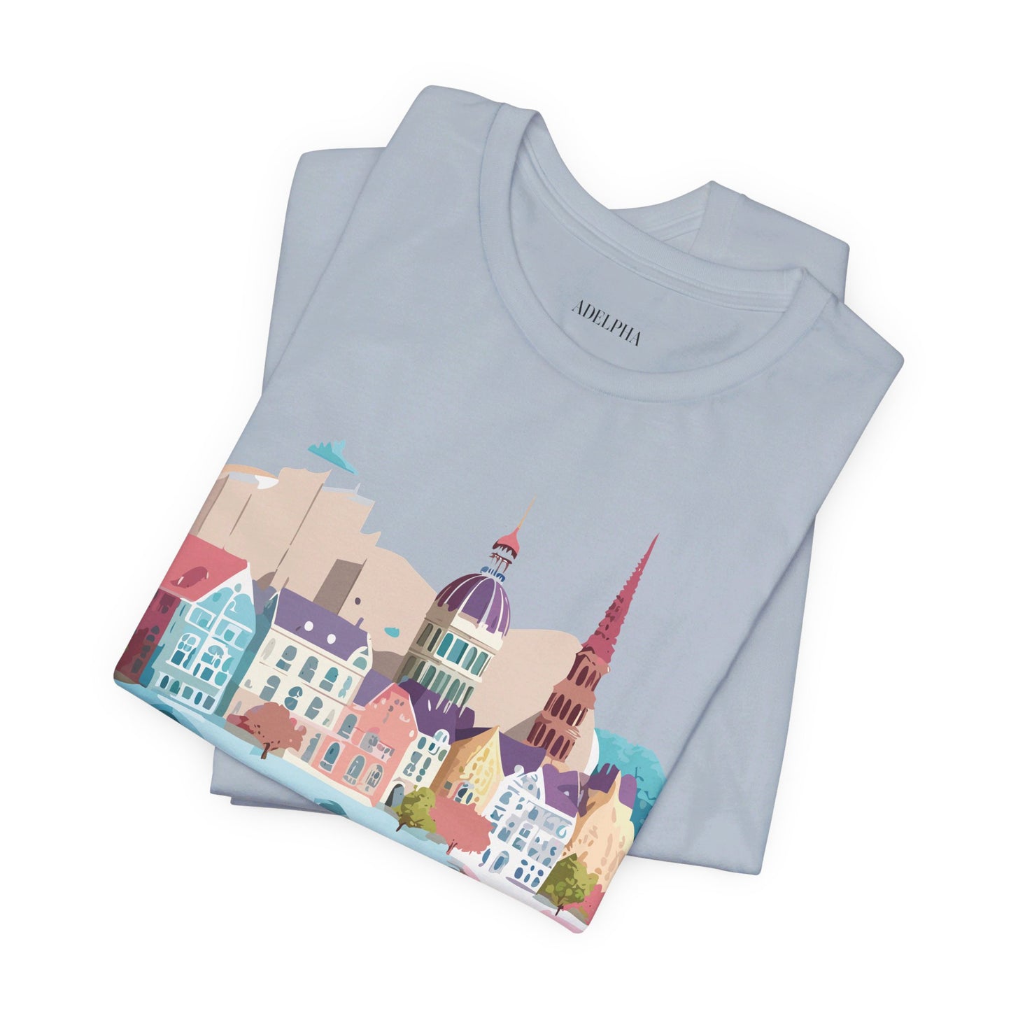 Natural Cotton Tee Shirt - Beautiful Places Collection - Warnemünde and Rostock - Germany Printify