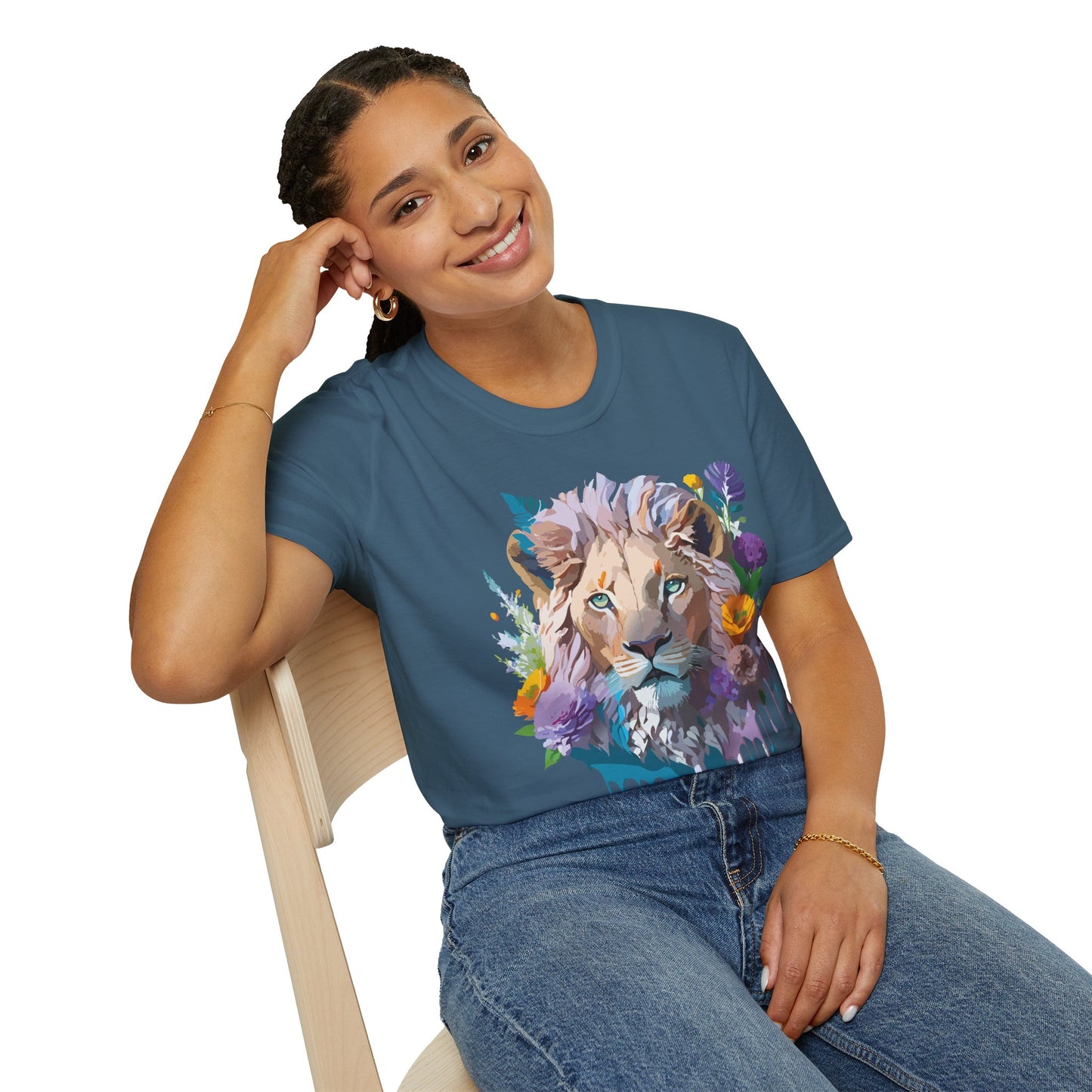 Lion Shirt, Shirt with Lion, Floral Lion Tee, Shirt with Animals