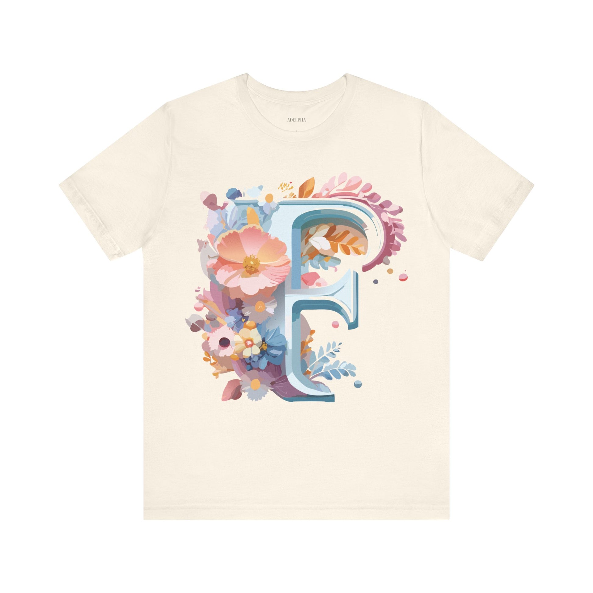 Natural Cotton Tee Shirt - Letters Collection - F Printify
