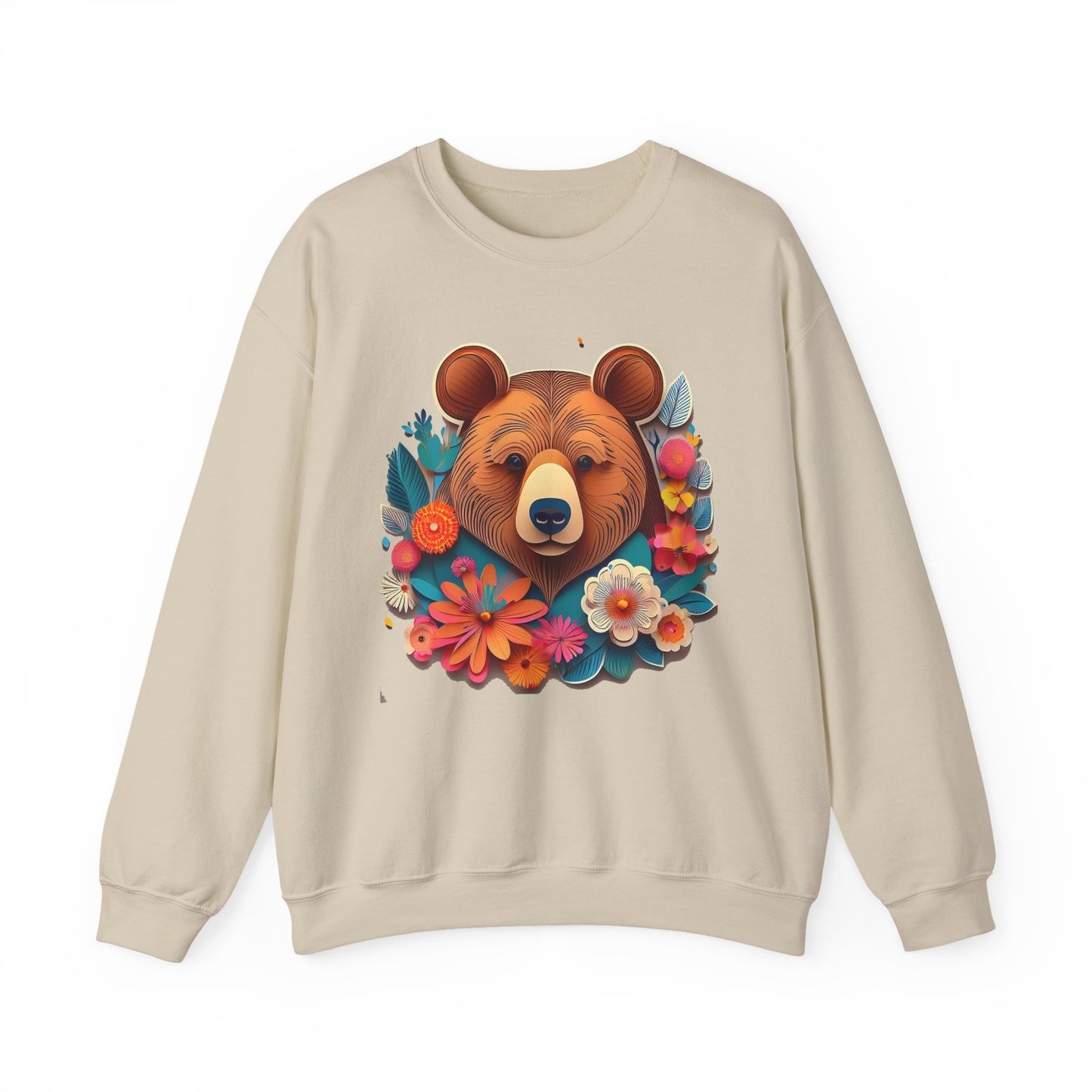Unisex Floral Bear Sweatshirt, Animals Sweatshirt, Floral Sweatshirt, Art Design Sweatshirt
