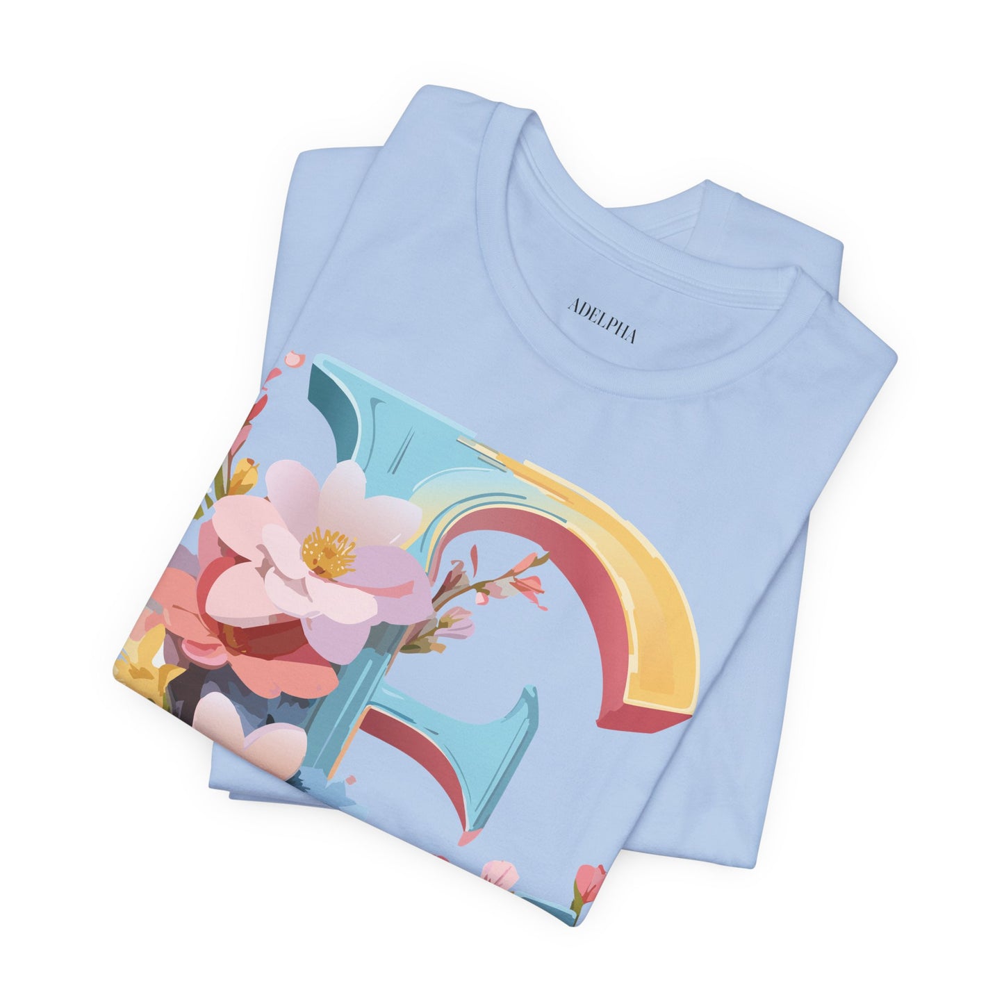 Natural Cotton Tee Shirt - Letters Collection - E Printify