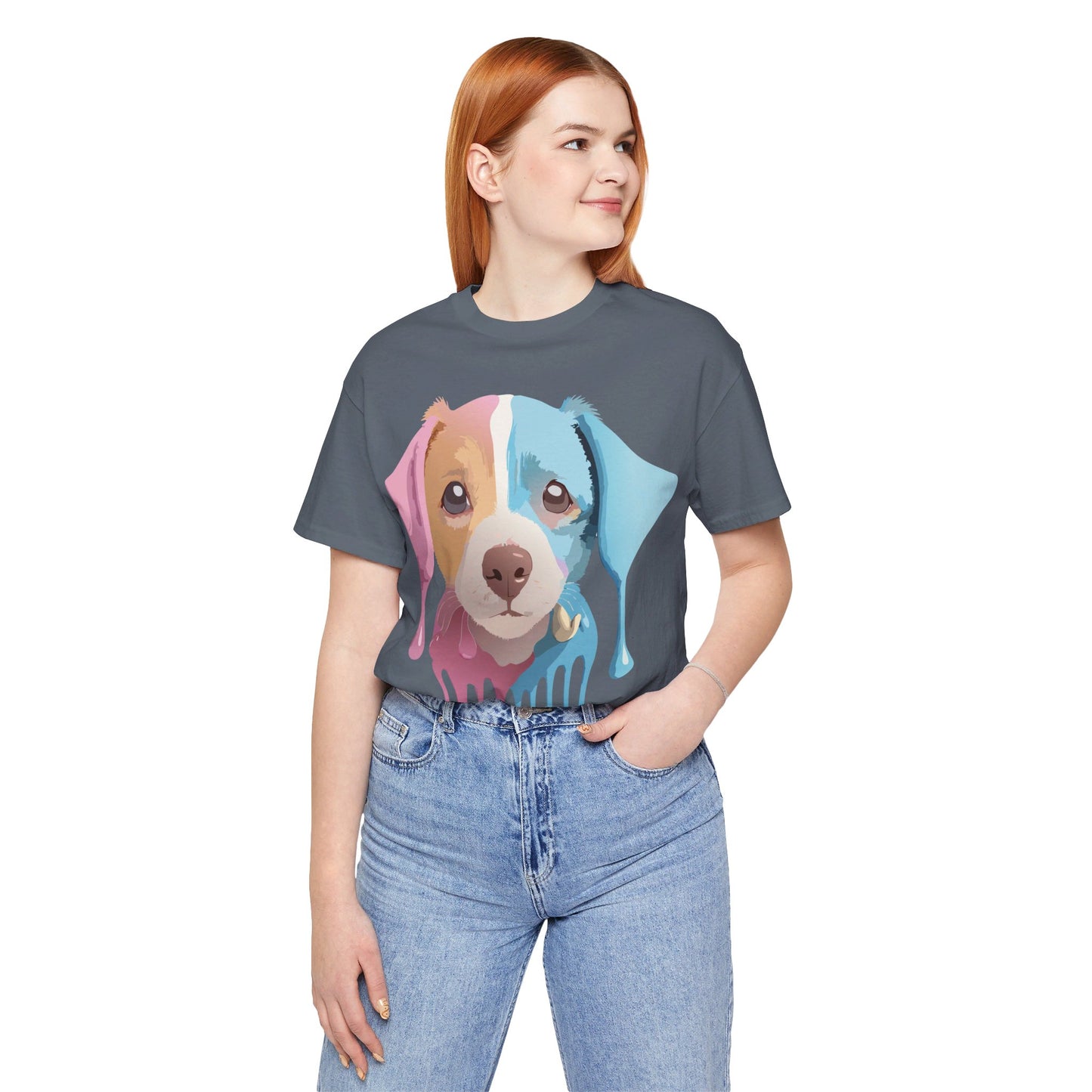 Natural Cotton Tee Shirt with Dog Printify