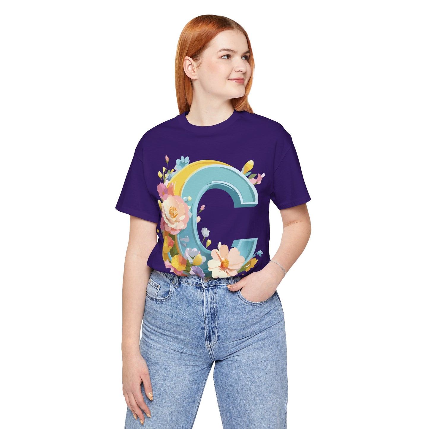 Natural Cotton Tee Shirt - Letters Collection - C Printify