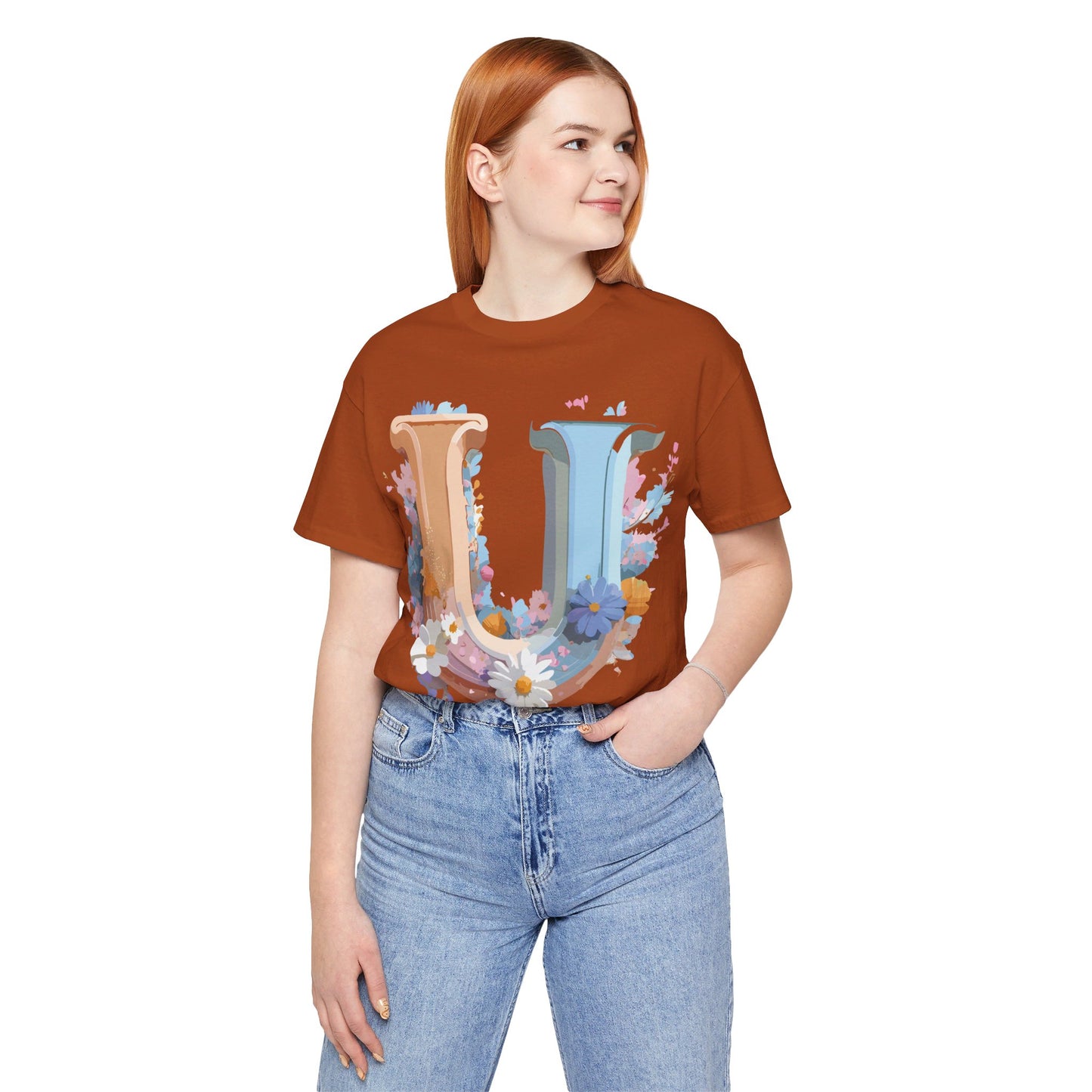 Natural Cotton Tee Shirt - Letters Collection - U Printify