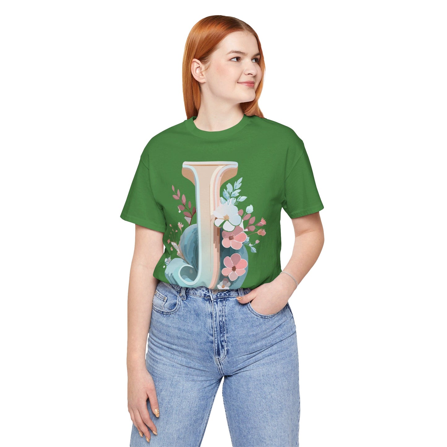 Natural Cotton Tee Shirt - Letters Collection - J Printify