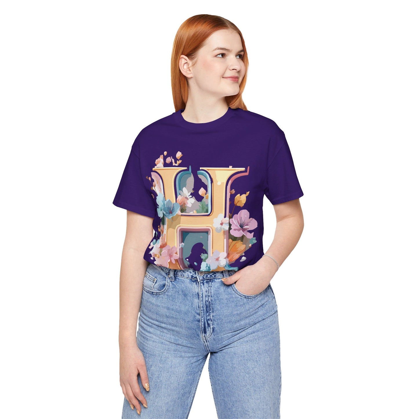 Natural Cotton Tee Shirt - Letters Collection - H Printify