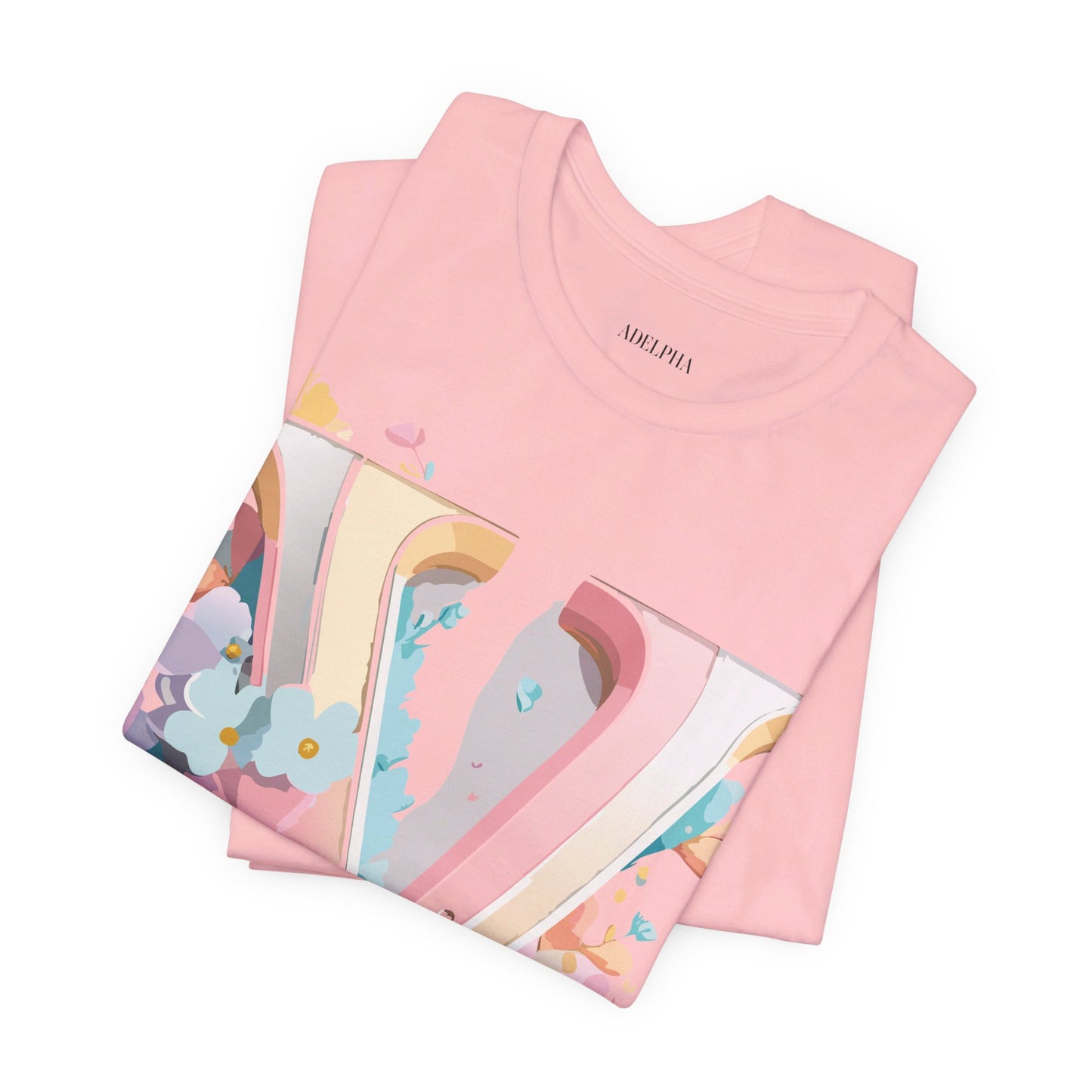 Natural Cotton Tee Shirt - Letters Collection - V Printify